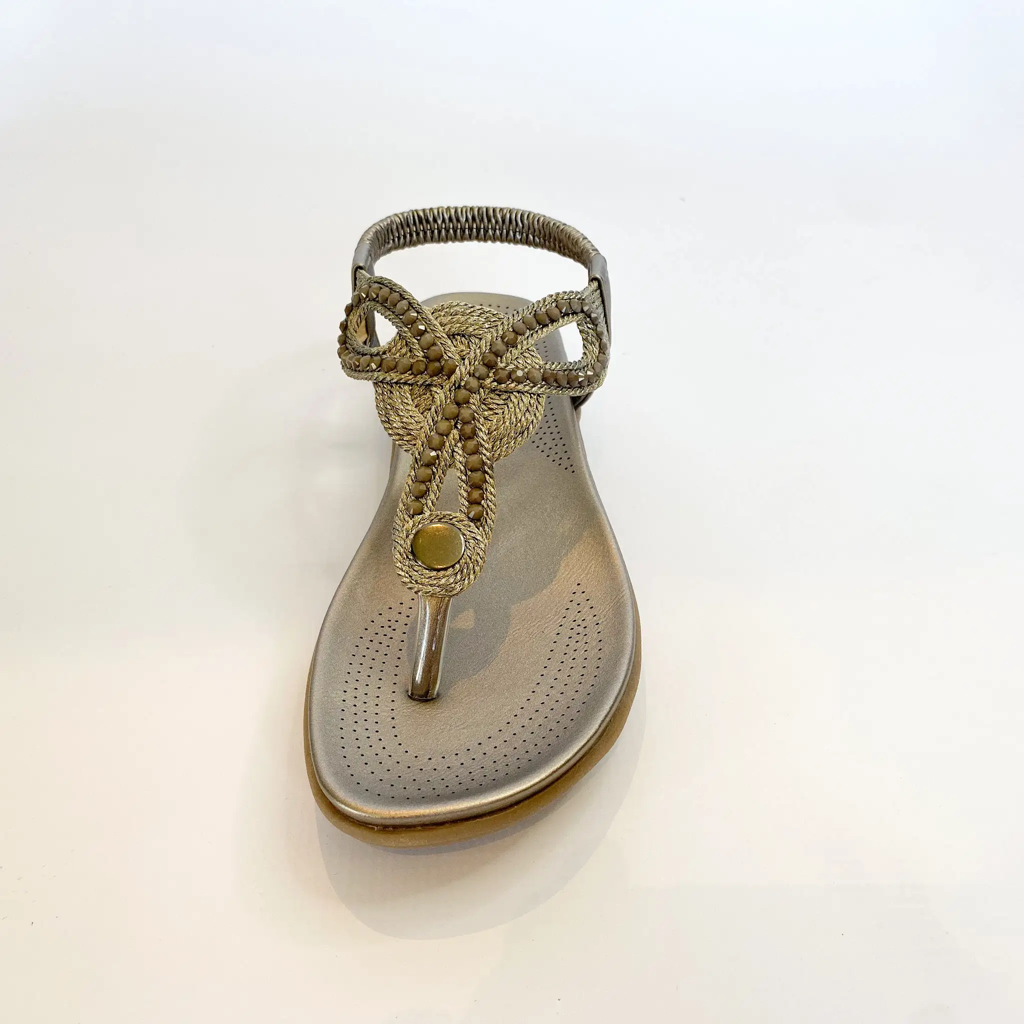 Queue pewter beaded toe thong