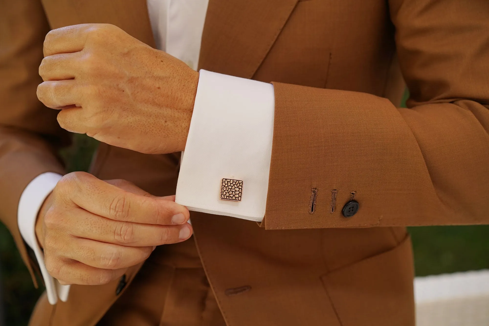 Rose Gold Pebble Cufflinks