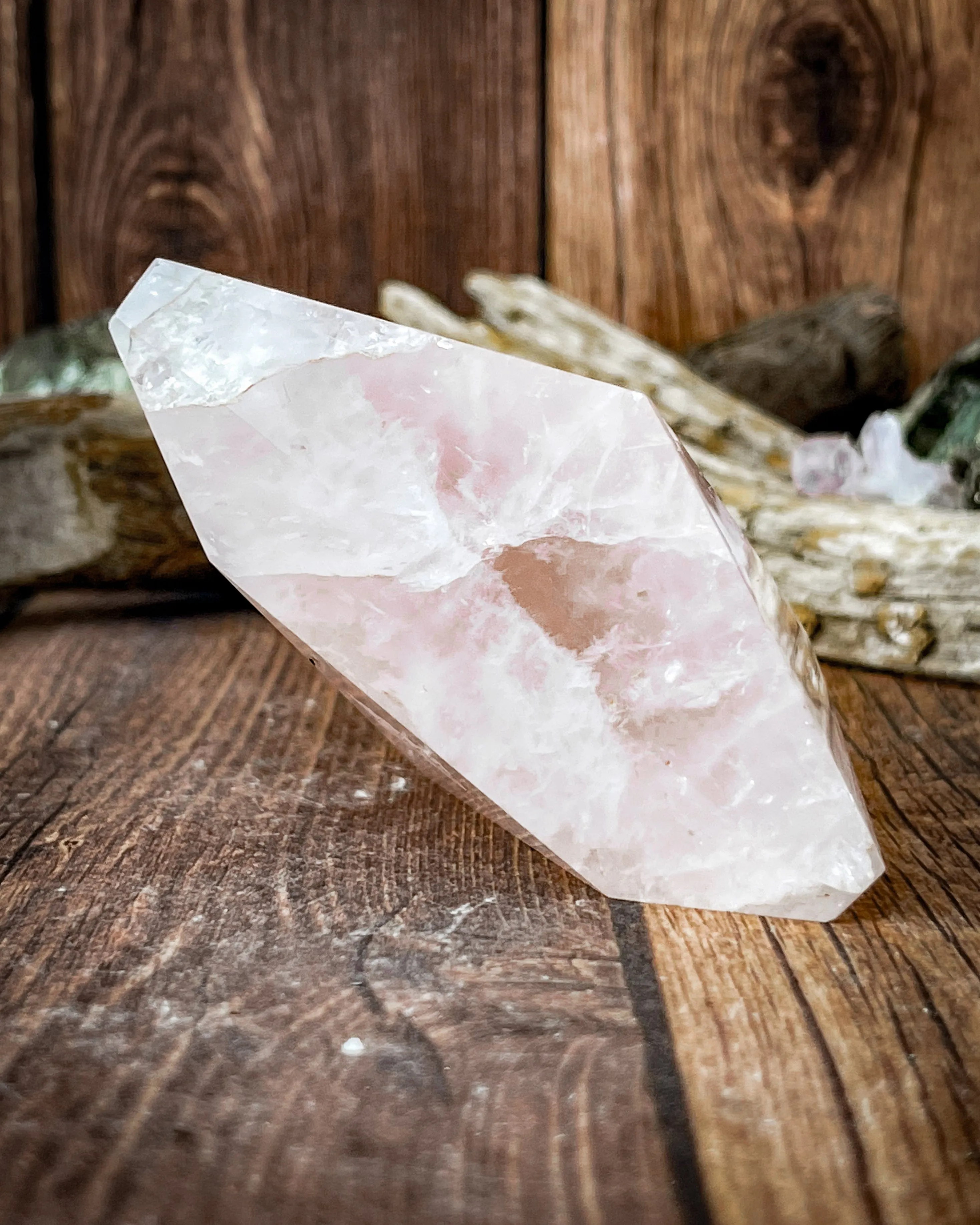 Rose Quartz Triangle Carving