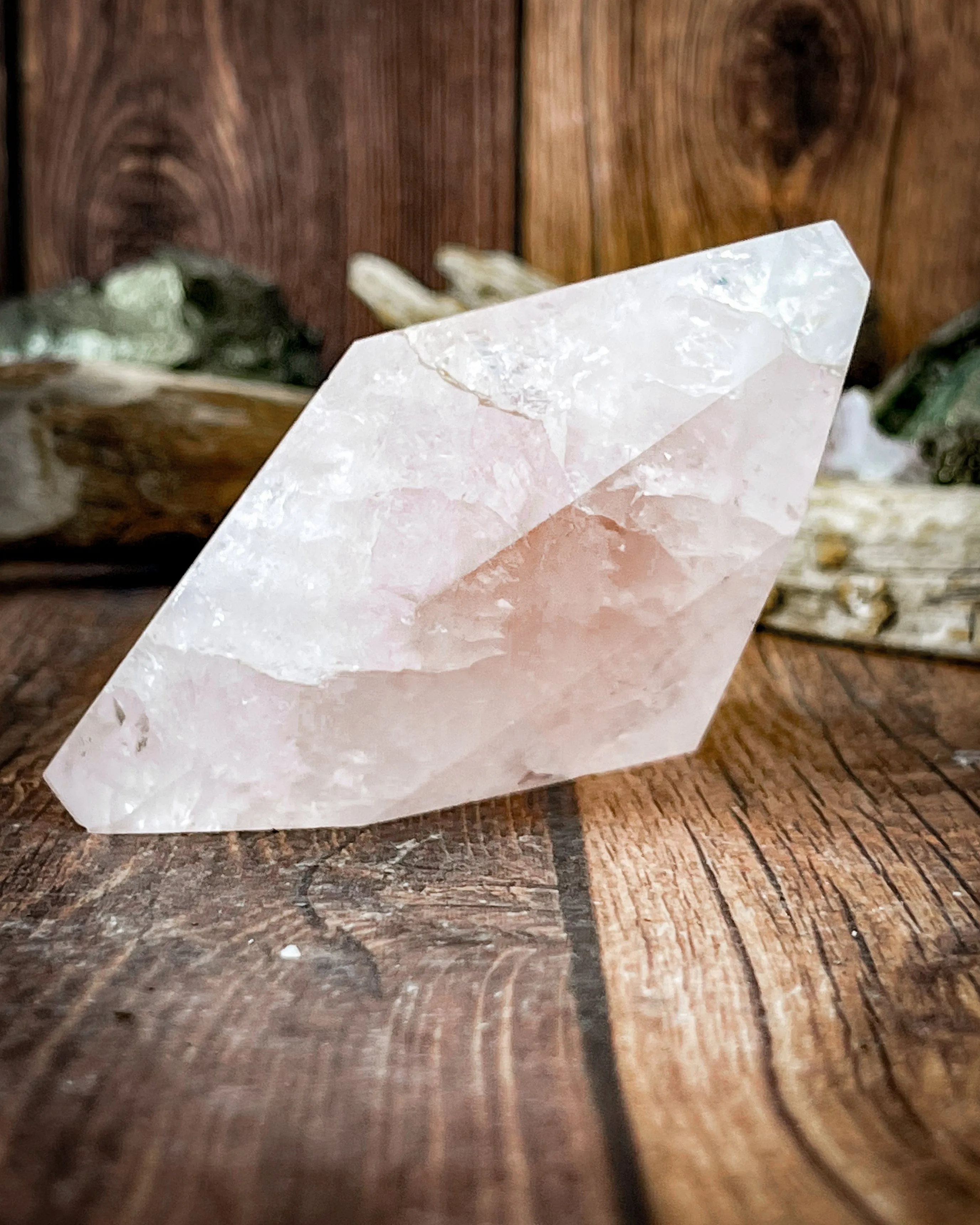 Rose Quartz Triangle Carving