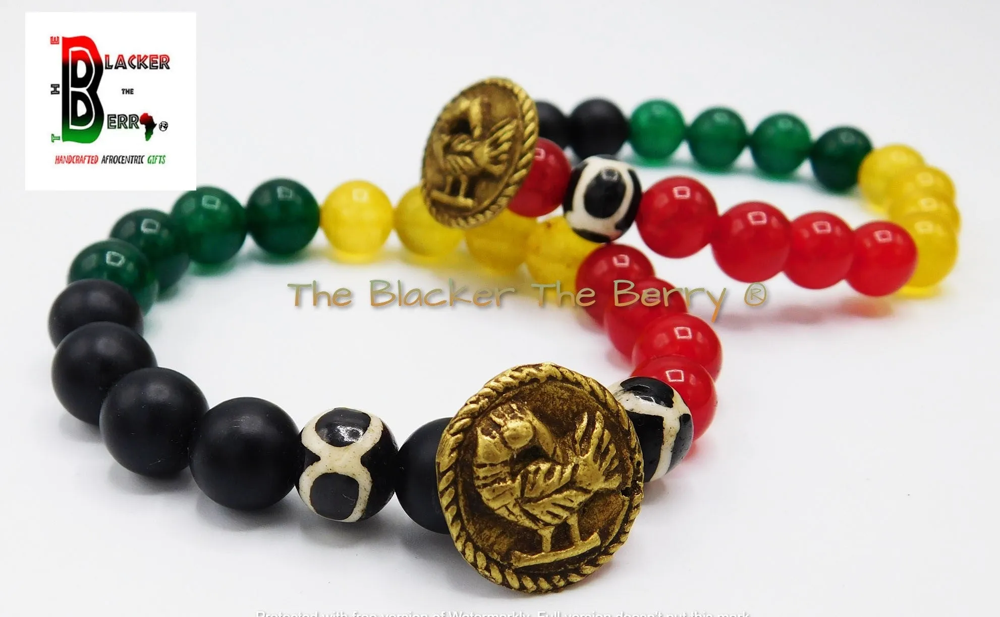 Sankofa Bracelet African Adinkra Beaded Jewelry Red Black Yellow Black