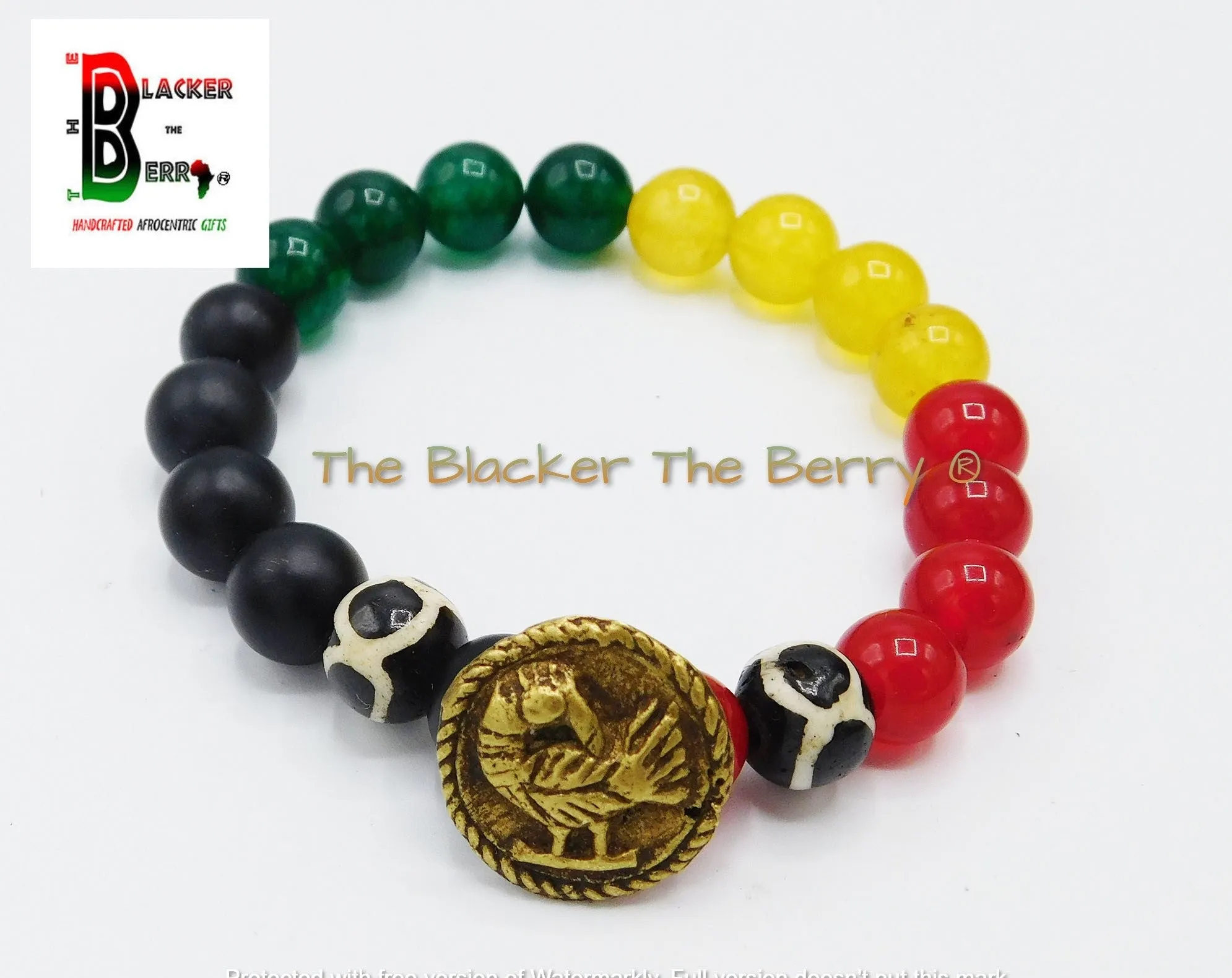 Sankofa Bracelet African Adinkra Beaded Jewelry Red Black Yellow Black