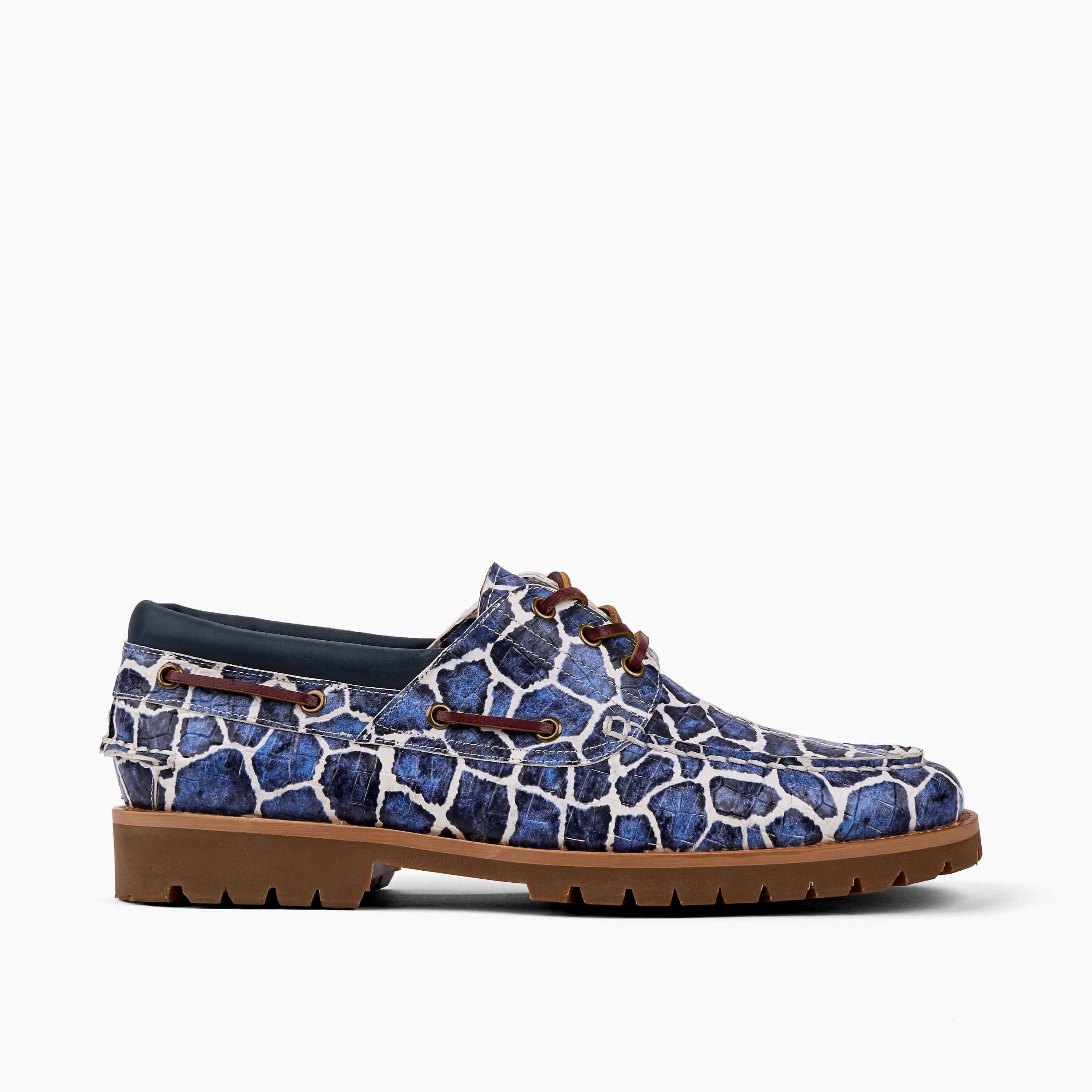 Santiago Blue Safari Leather Lug Boat Shoes