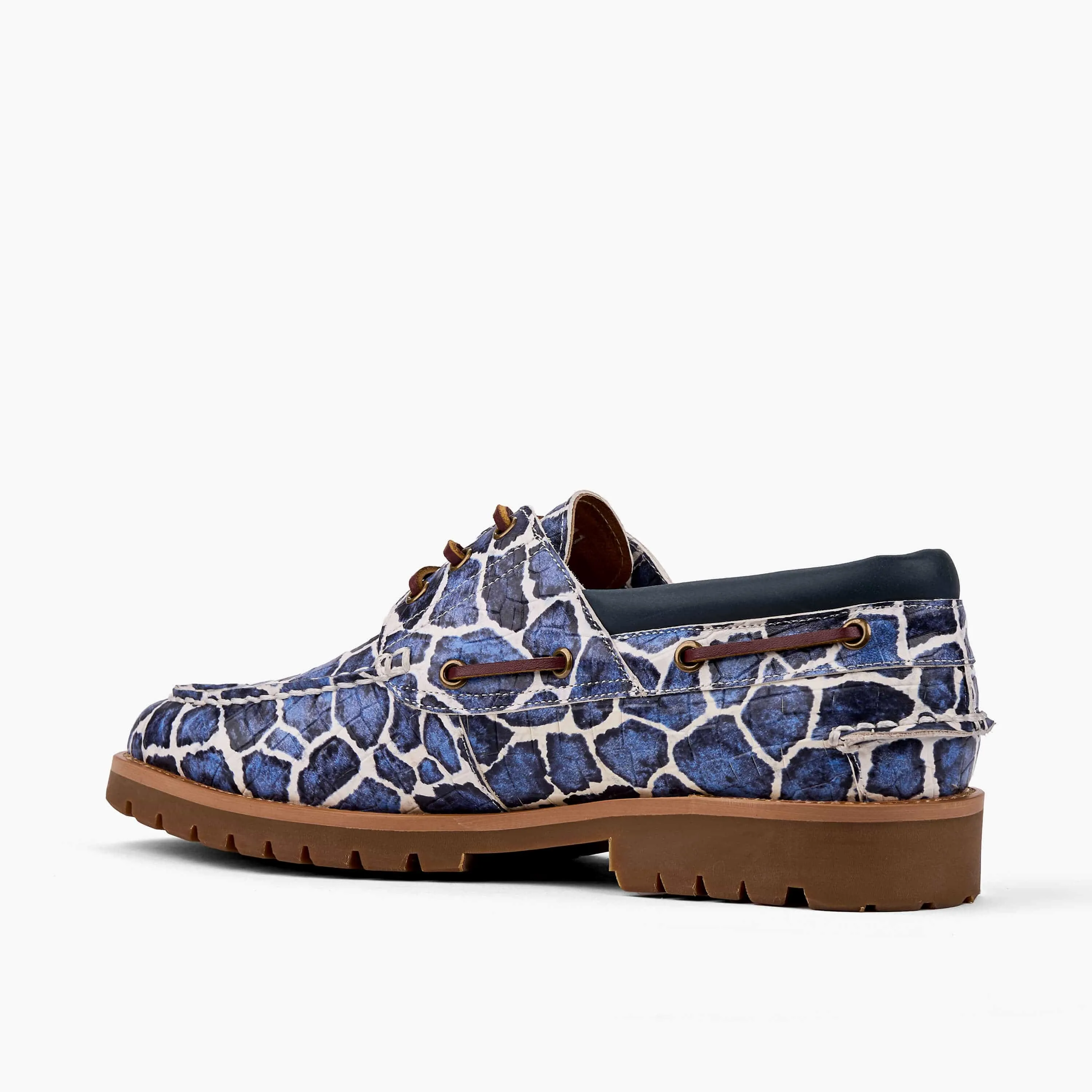 Santiago Blue Safari Leather Lug Boat Shoes