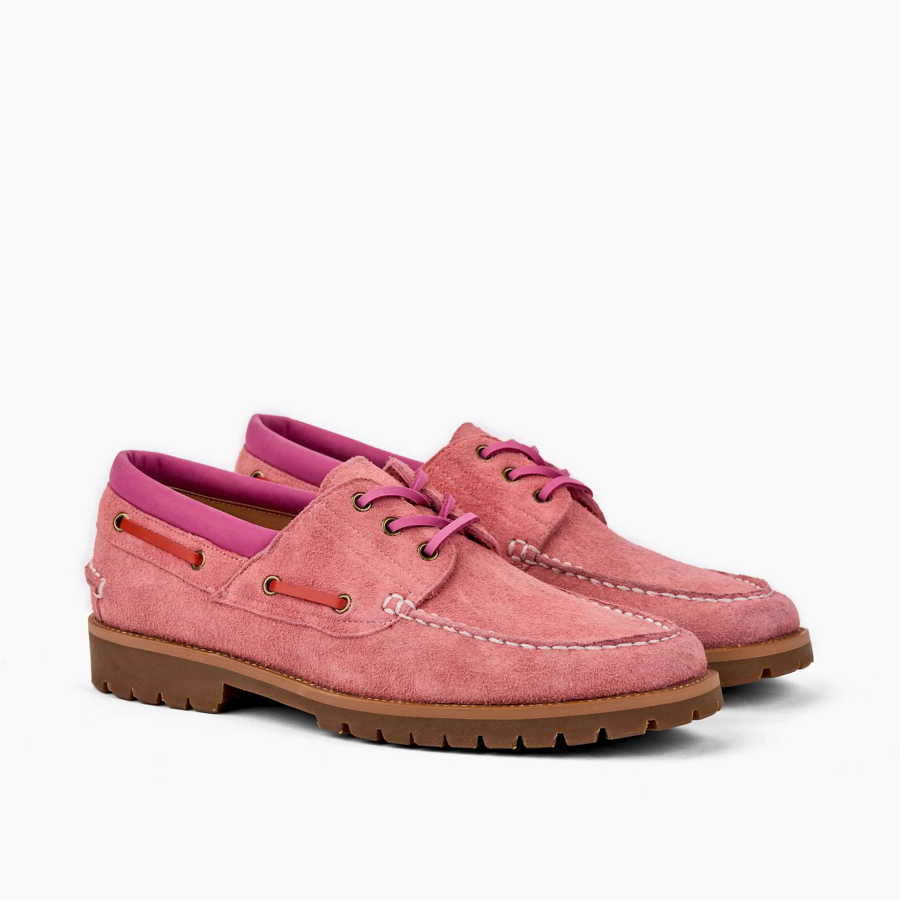 Santiago Pink Rouge Suede Lug Boat Shoes