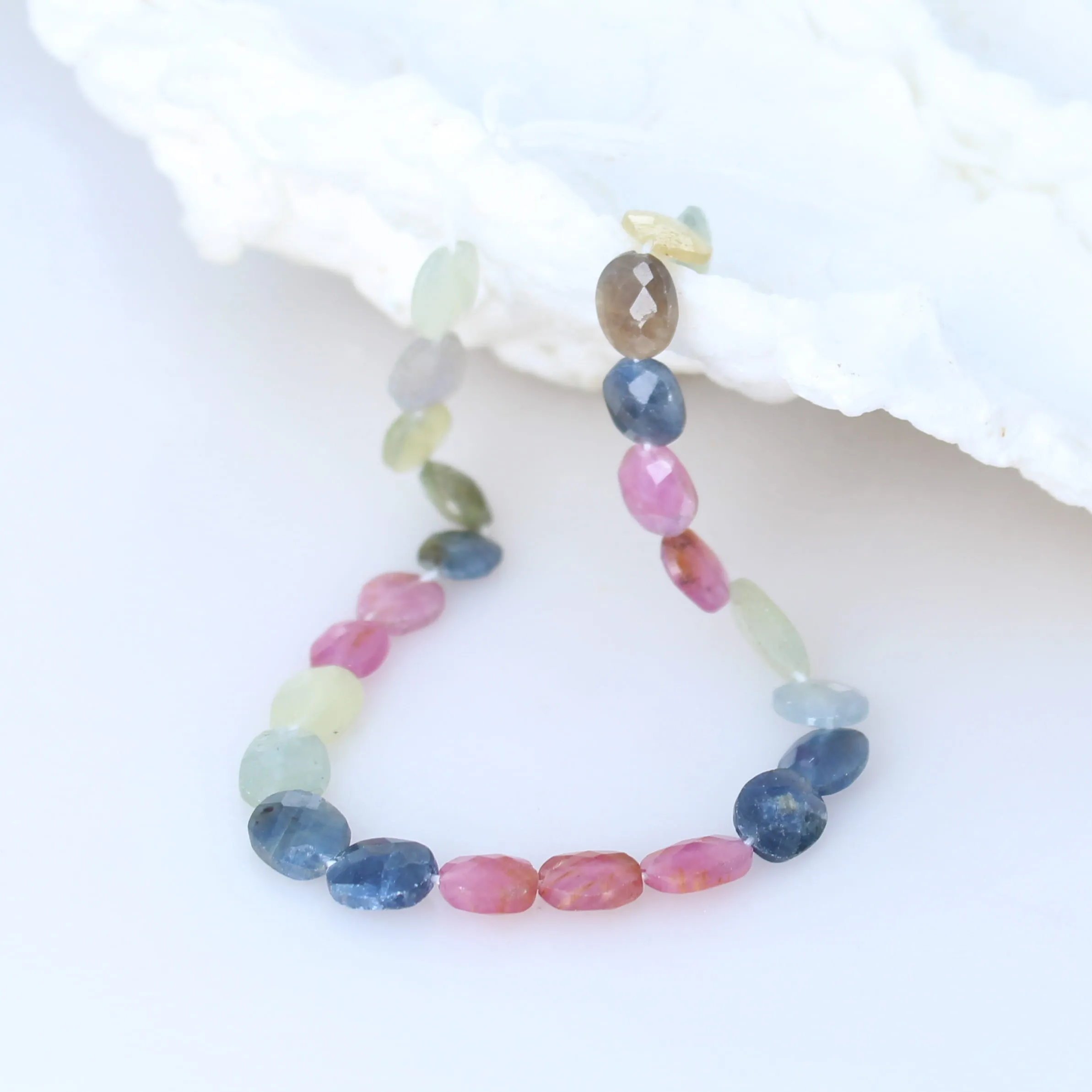 SAPPHIRE BEADS Faceted Multi Color Ovals 8