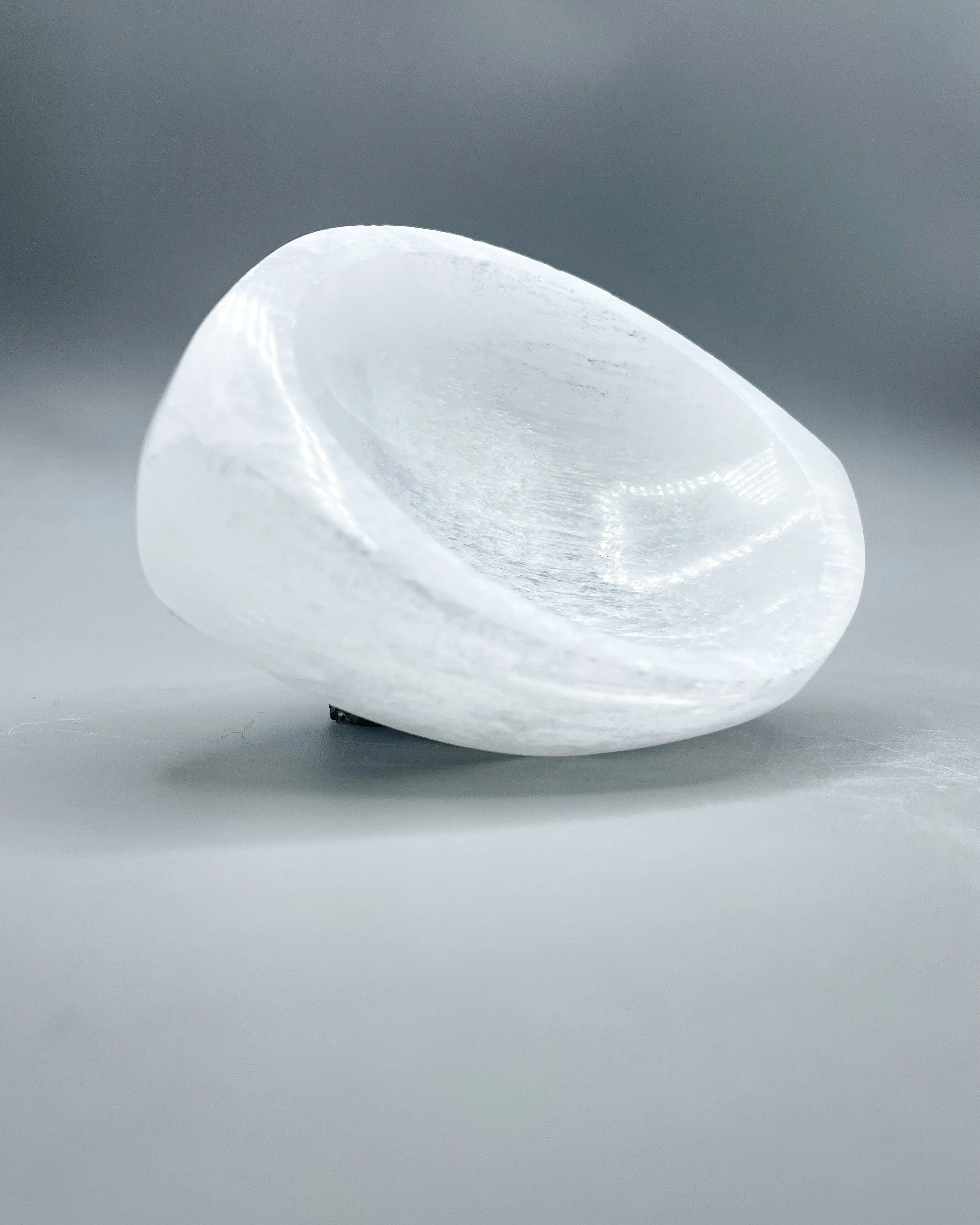 Selenite Leaf Bowl Carving