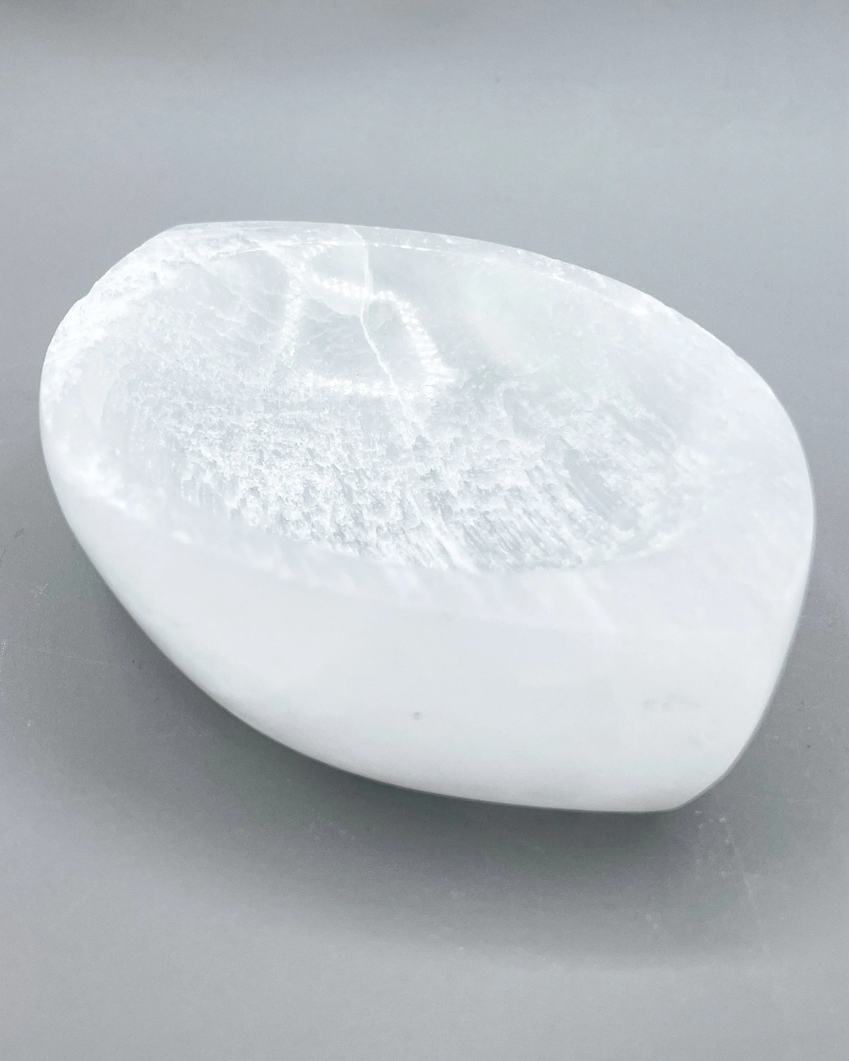 Selenite Leaf Bowl Carving