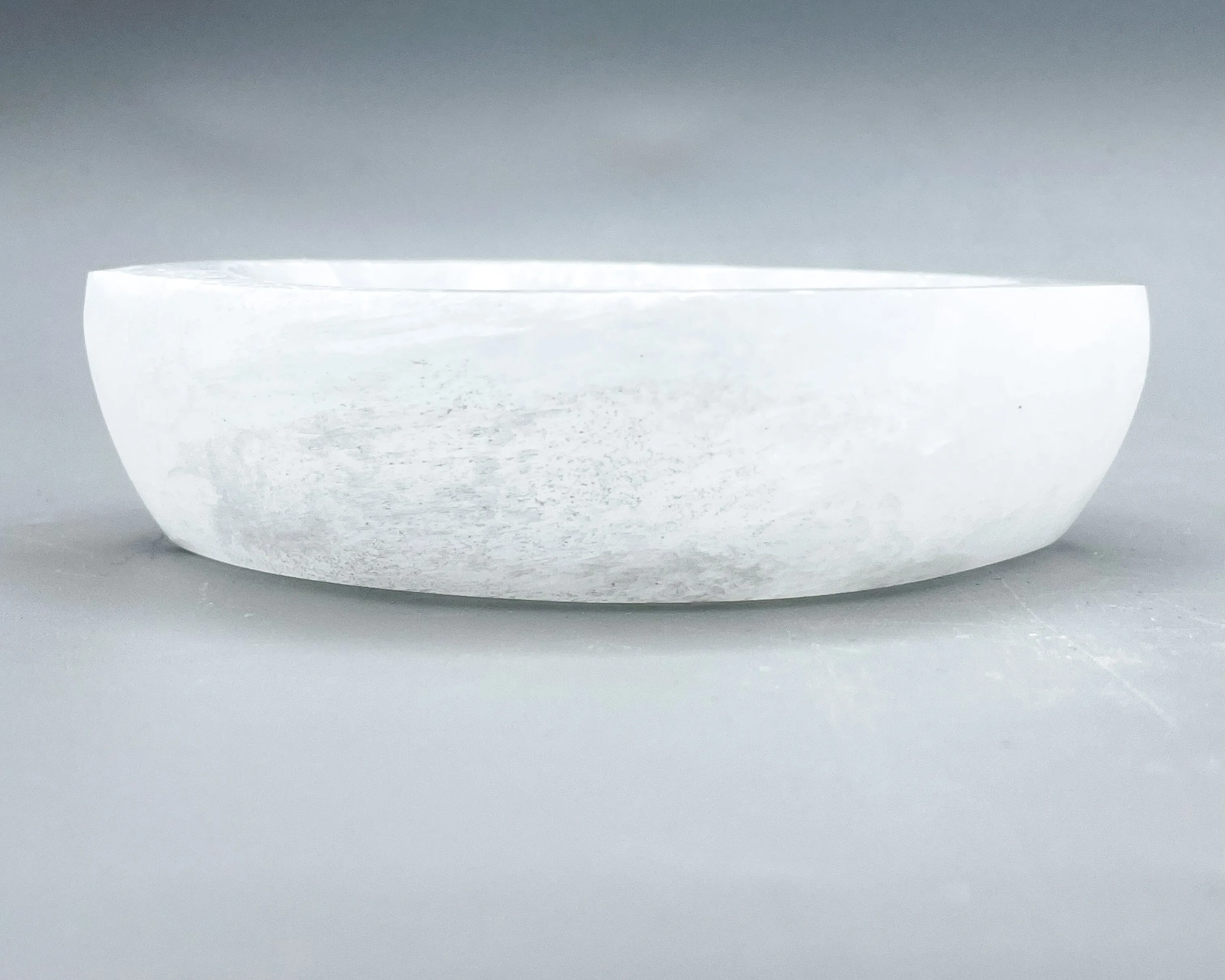 Selenite Leaf Bowl Carving