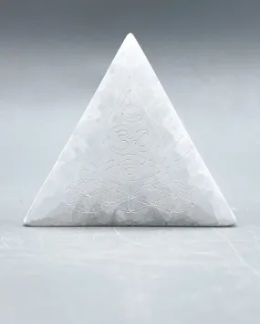 Selenite Ohm Triangle Carving