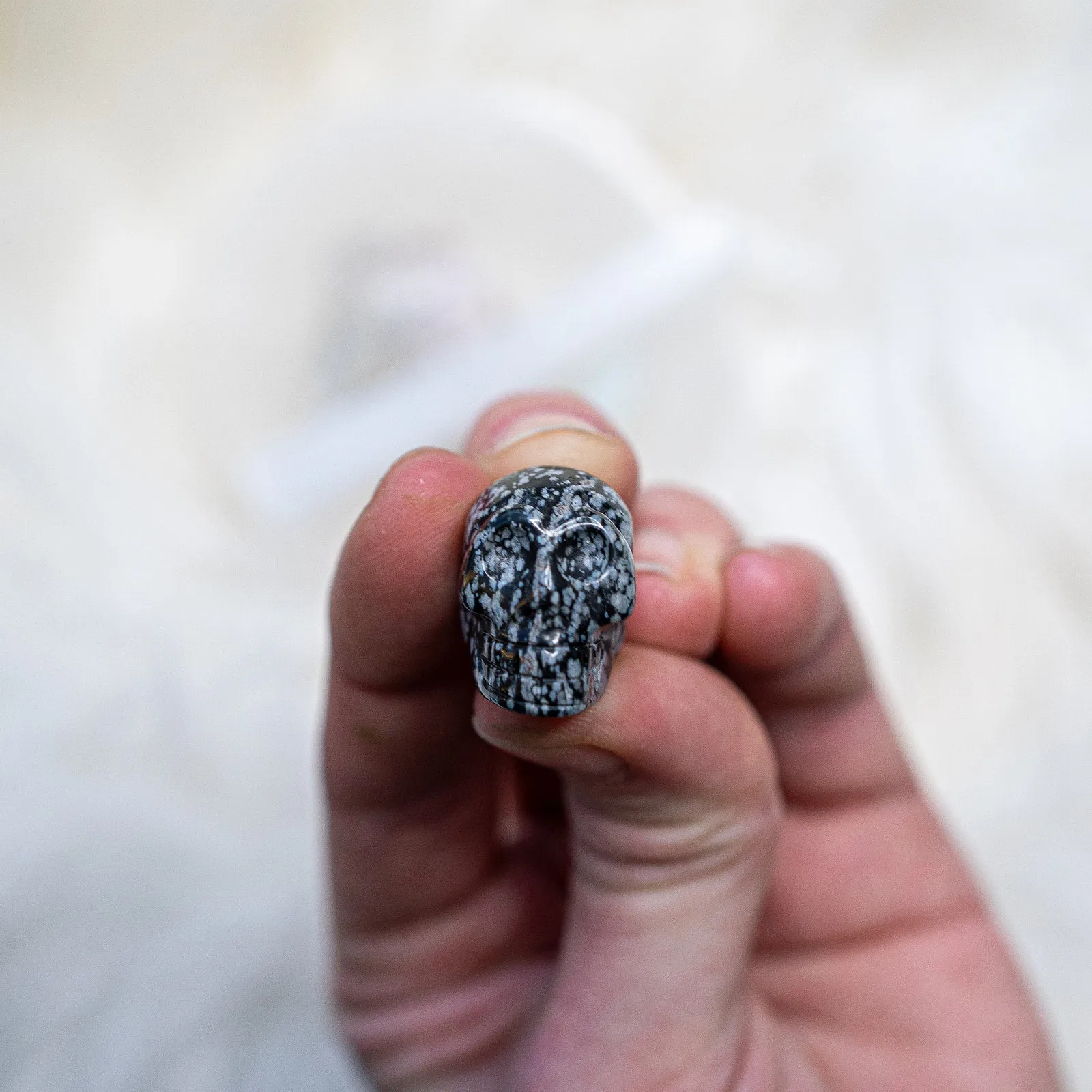 Snowflake Obsidian ~ Mini Skull Carving ~ Awaken Conciousness