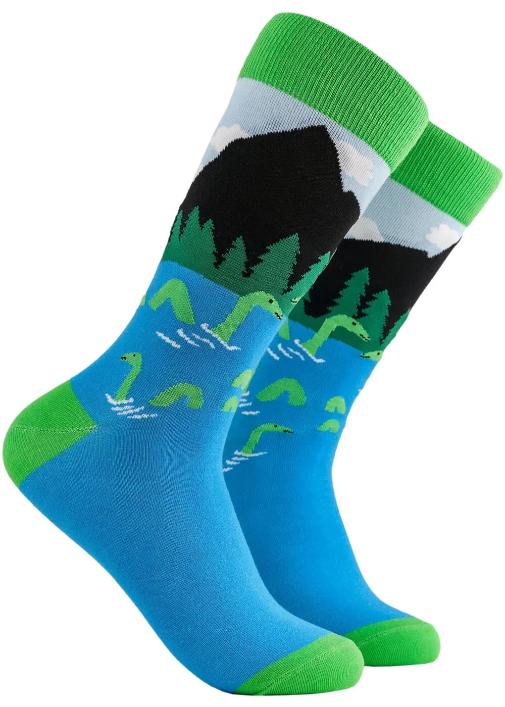 Soctopus Loch Ness Monster Nessie Socks Blue