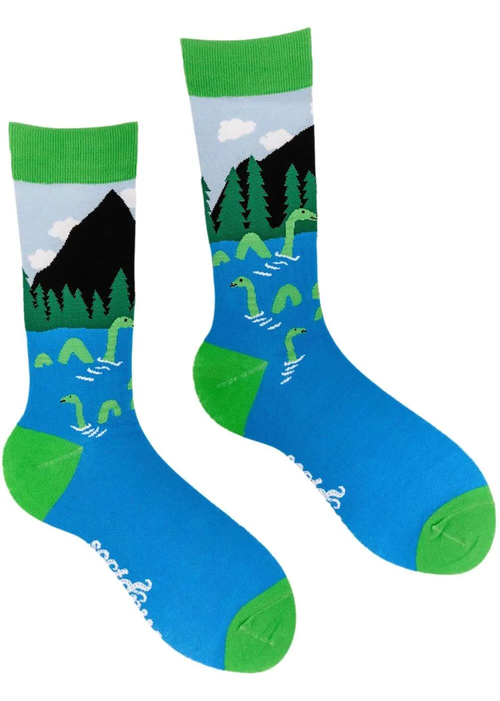 Soctopus Loch Ness Monster Nessie Socks Blue