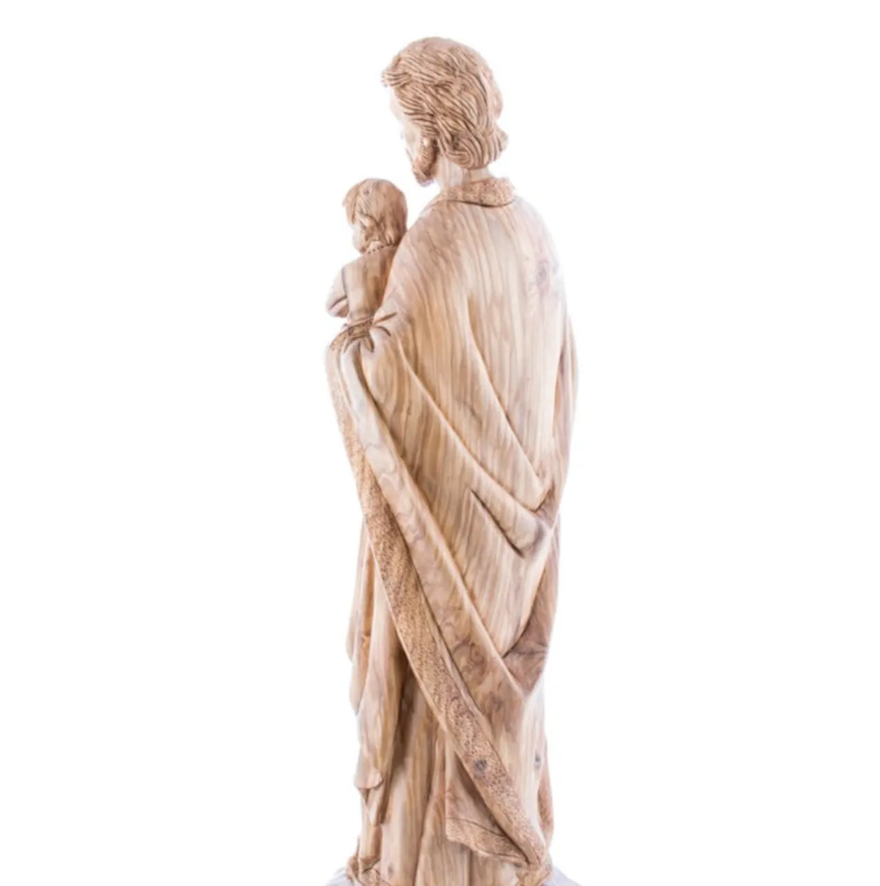 St. Joseph Holding Baby Jesus with Lily Flower 21.9, Masterpiece Wood Carving