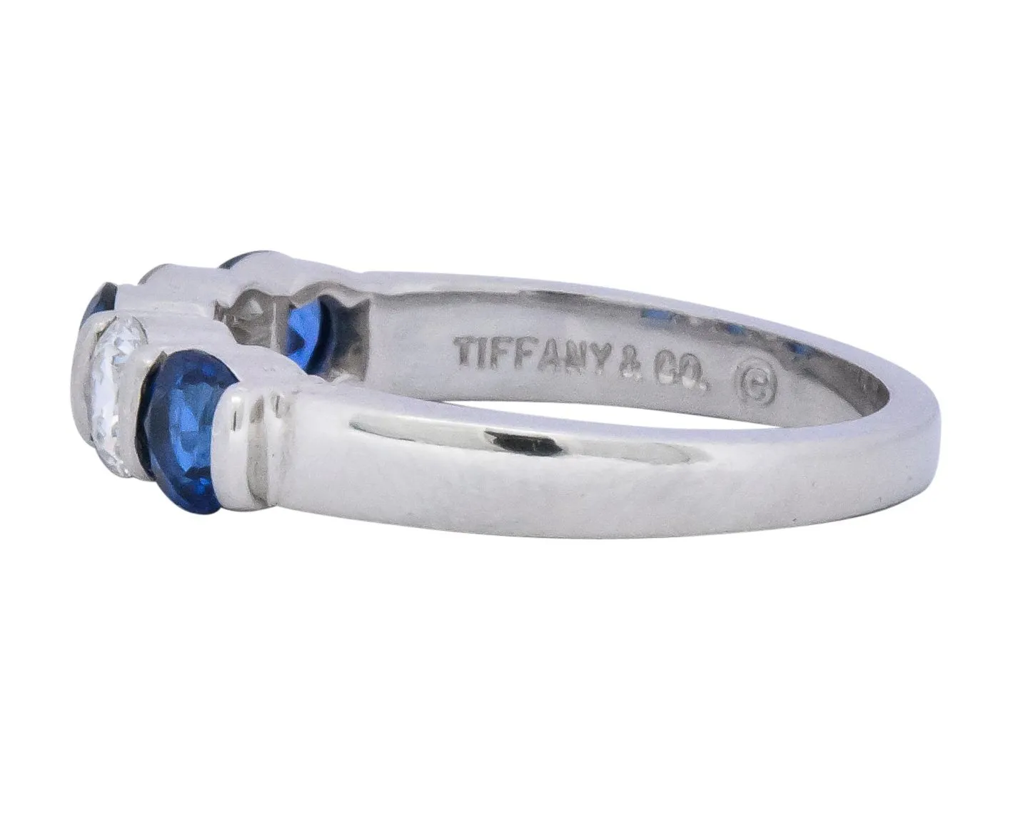 Tiffany & Co. Modern 1.46 CTW Diamond Sapphire Platinum Ring