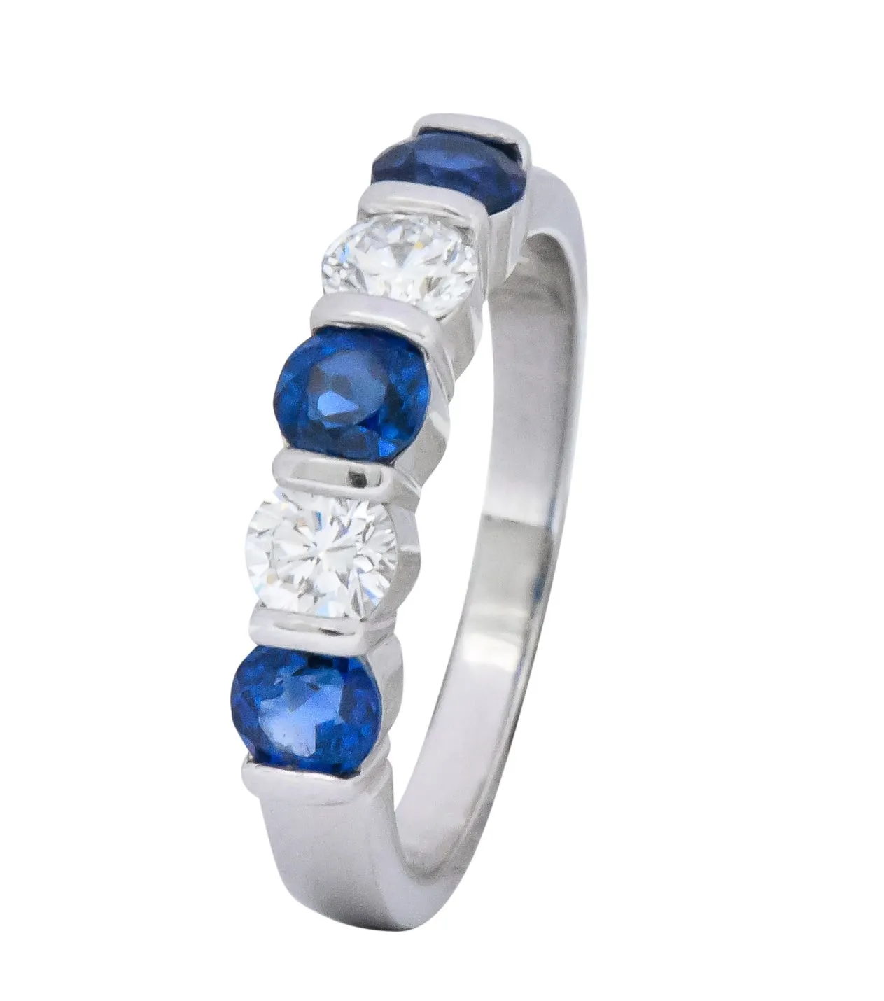 Tiffany & Co. Modern 1.46 CTW Diamond Sapphire Platinum Ring