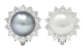 Tiffany & Co. South Sea Pearl 4.50 CTW Diamond Platinum Cluster Earrings