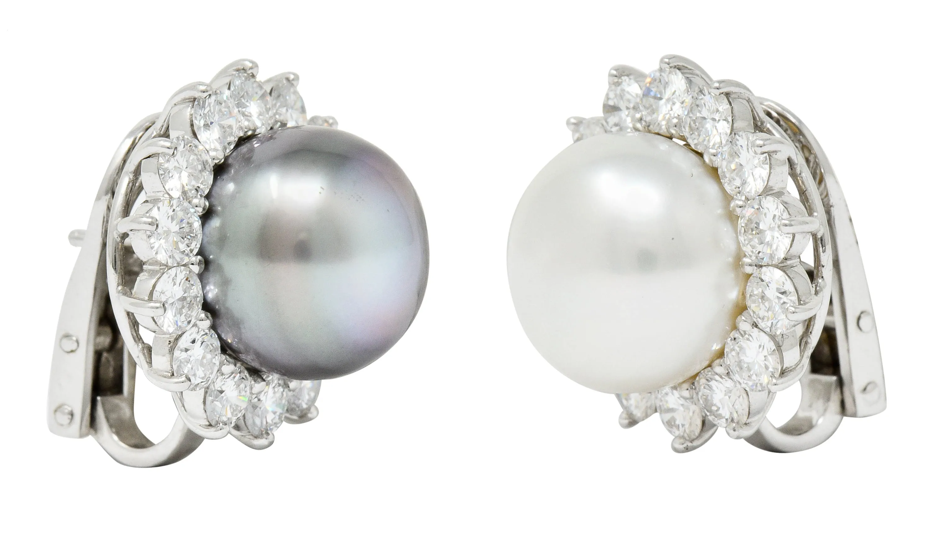 Tiffany & Co. South Sea Pearl 4.50 CTW Diamond Platinum Cluster Earrings