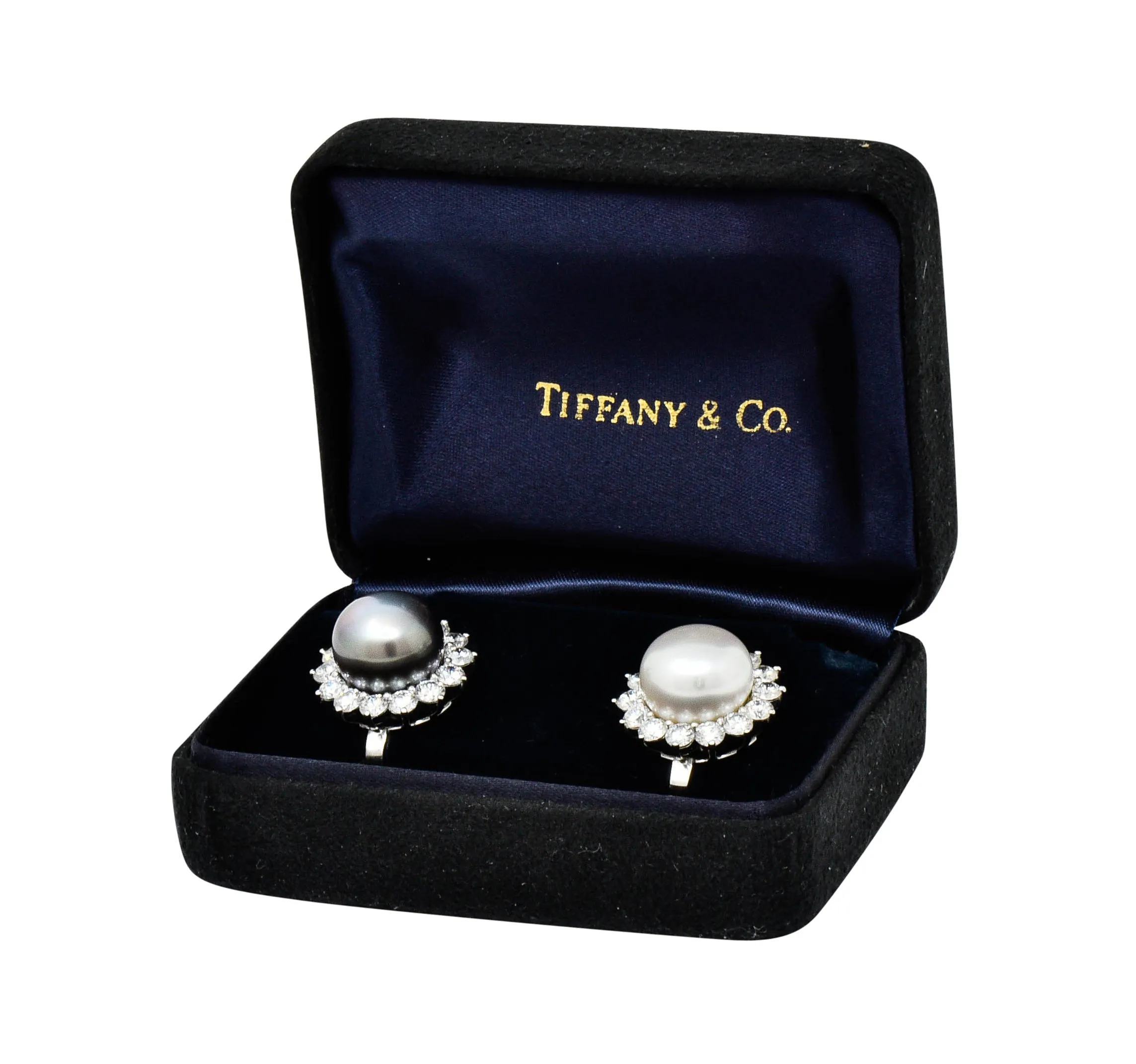 Tiffany & Co. South Sea Pearl 4.50 CTW Diamond Platinum Cluster Earrings