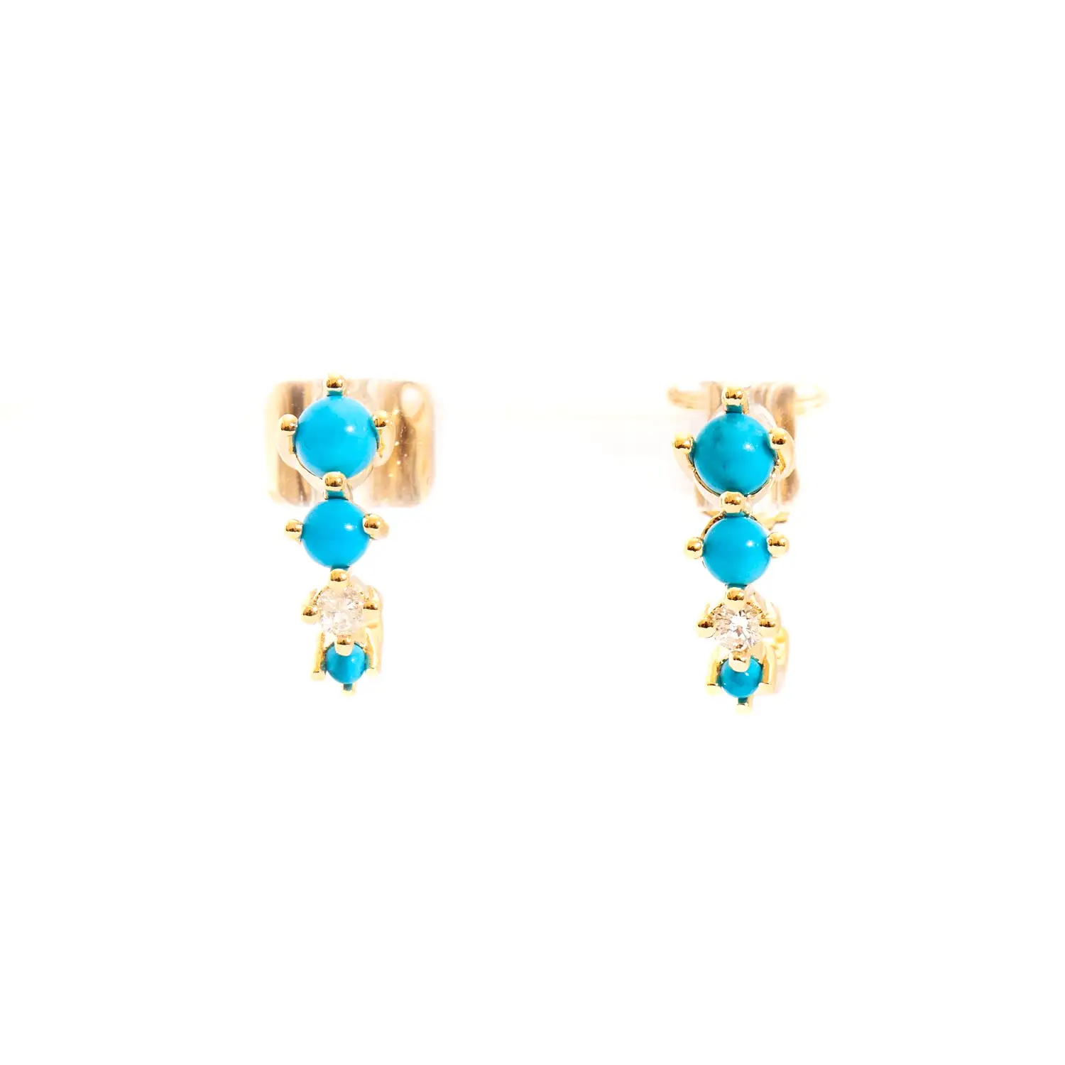 Turquoise & Diamond Rounds J Hoops