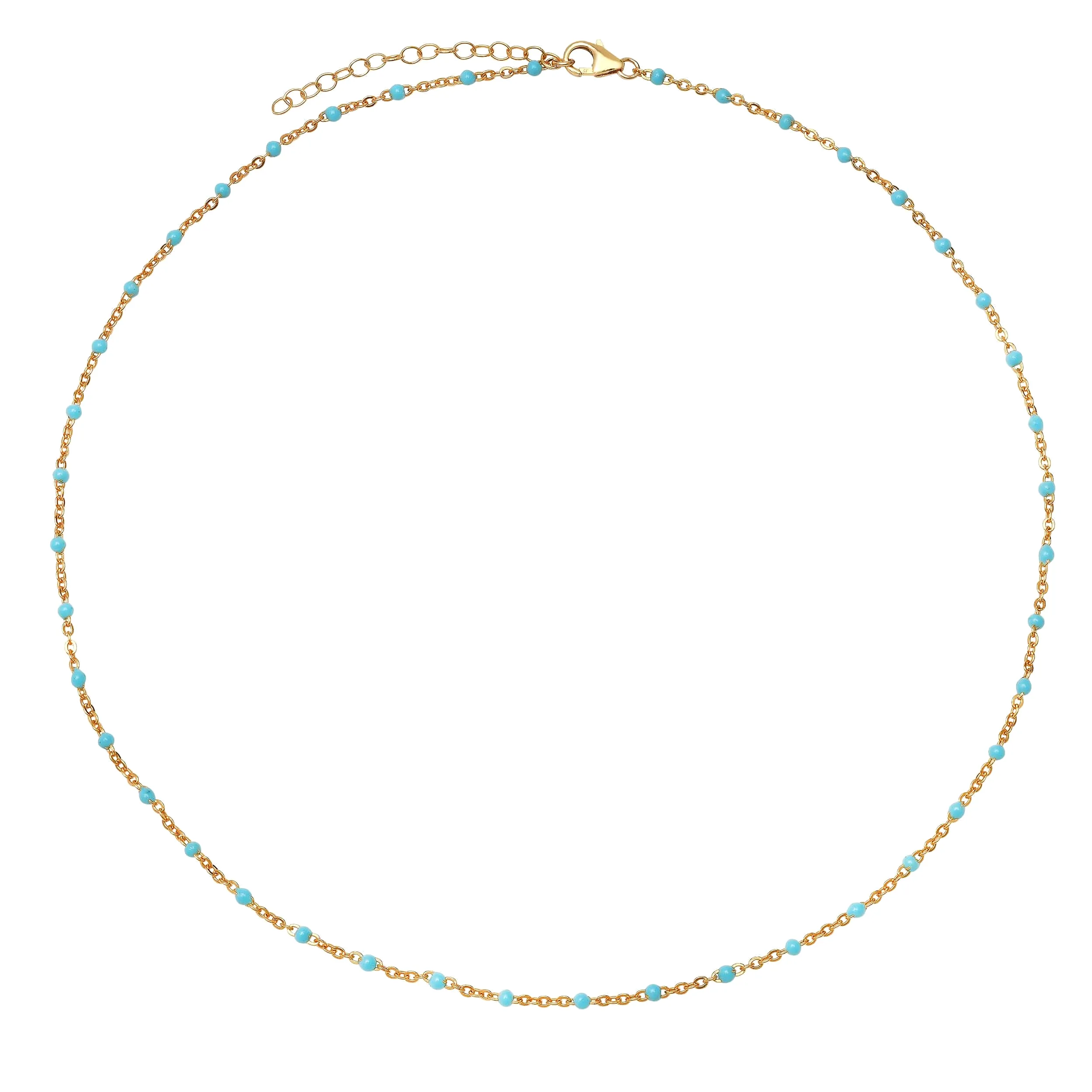 Turquoise Enamel Bead Necklace