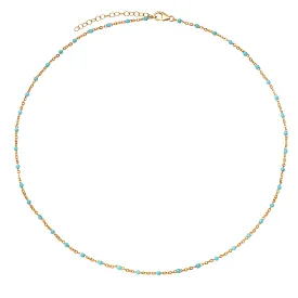 Turquoise Enamel Bead Necklace