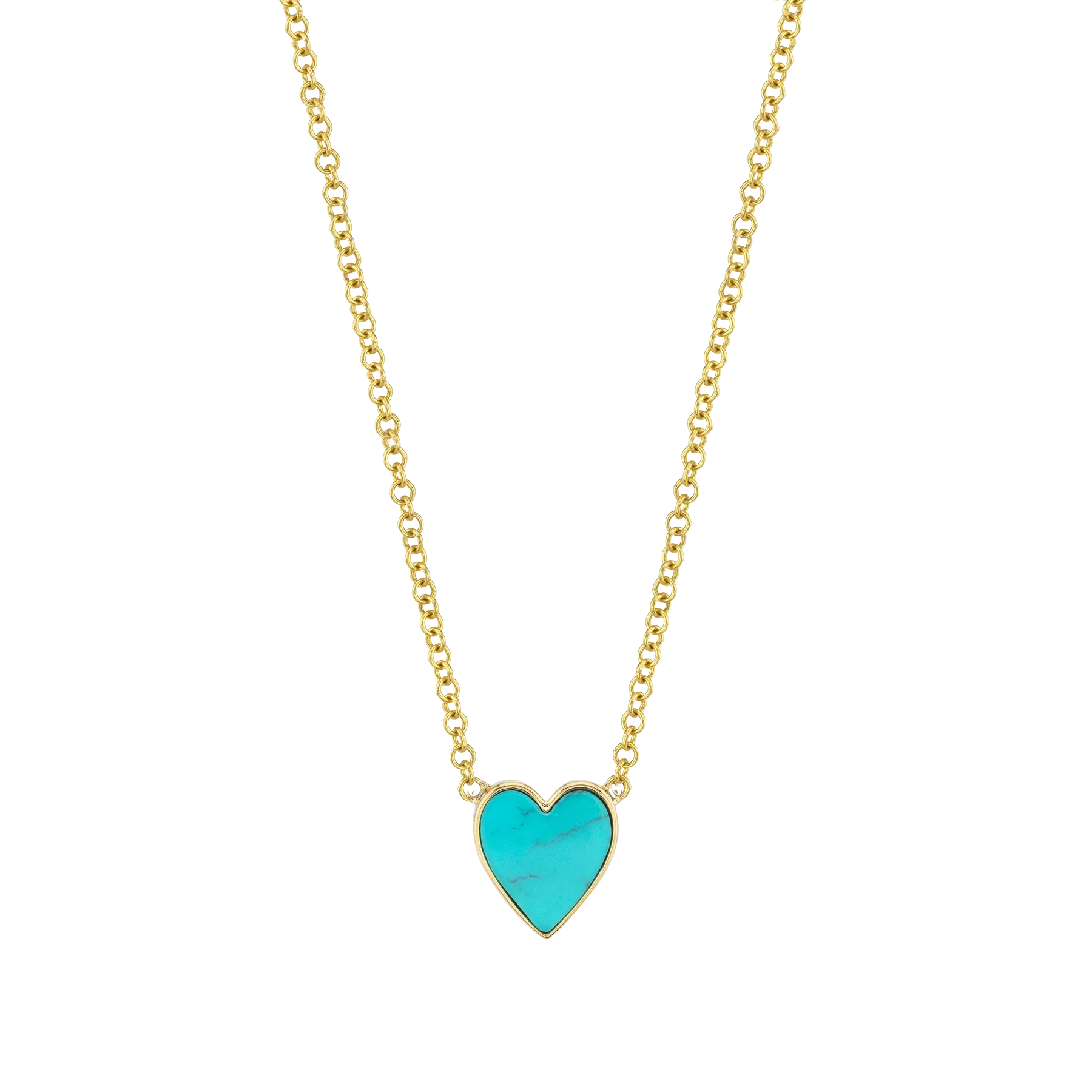 Turquoise Heart Necklace - Turquoise / 14k Yellow Gold