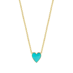 Turquoise Heart Necklace - Turquoise / 14k Yellow Gold