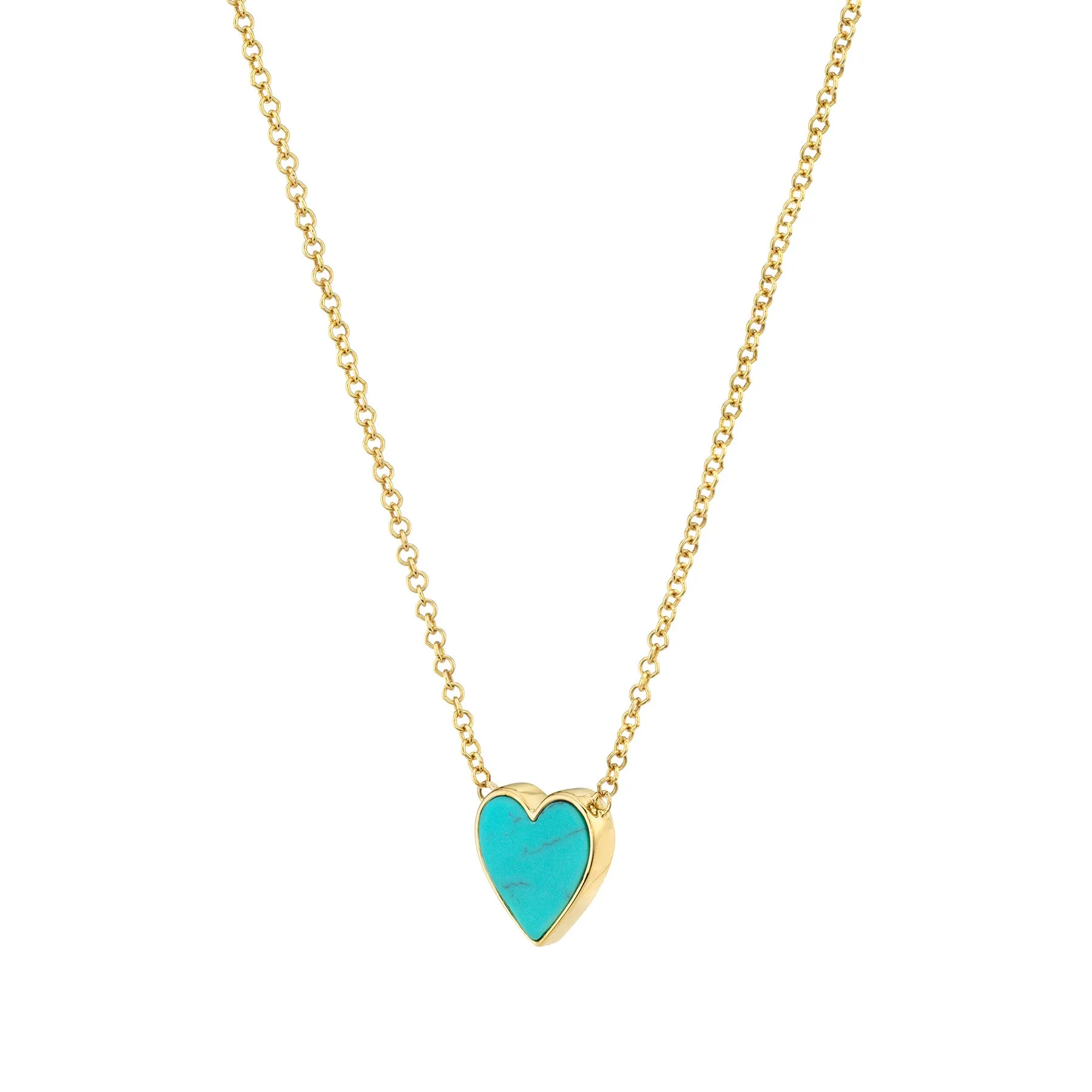 Turquoise Heart Necklace - Turquoise / 14k Yellow Gold