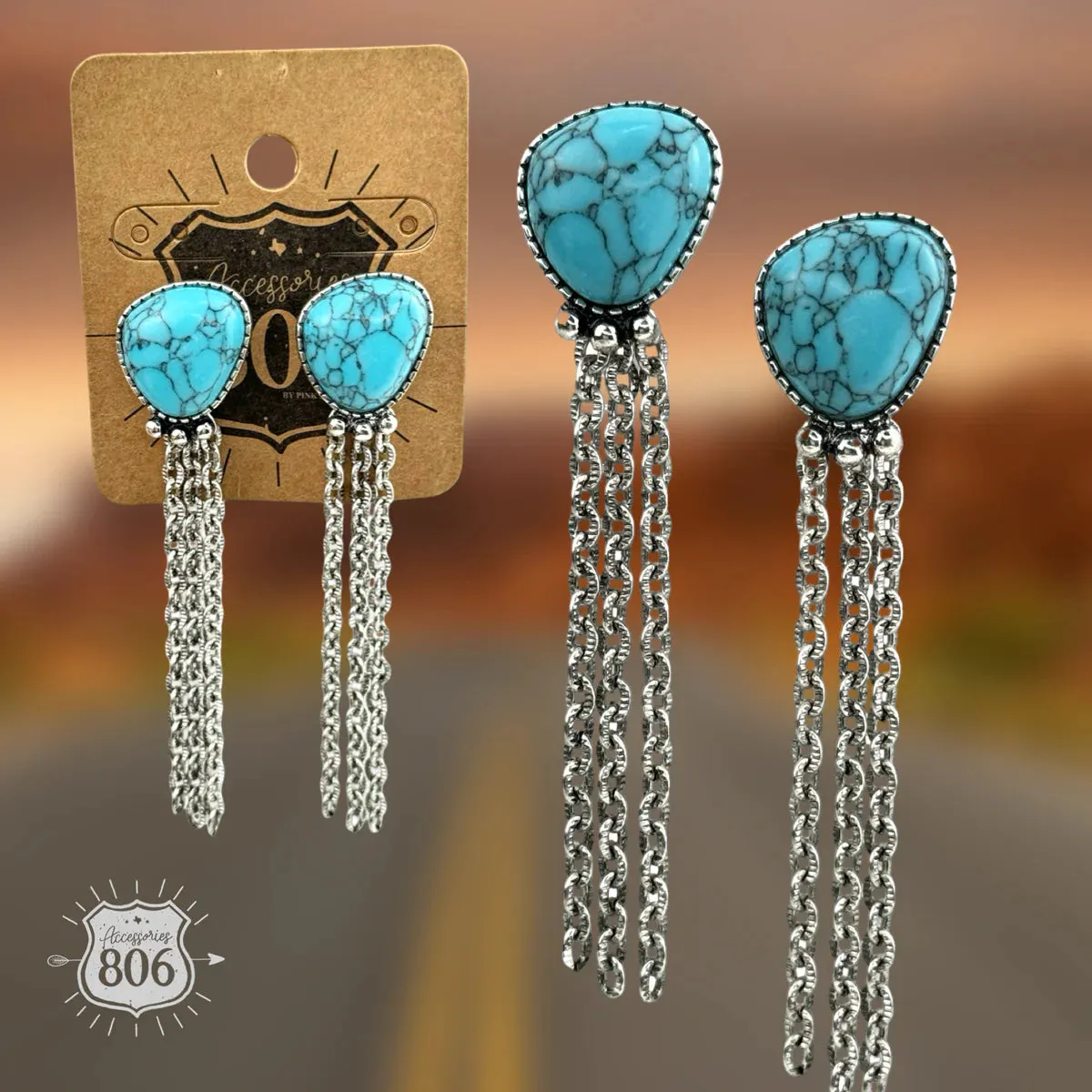 Turquoise Rhinestone Earrings