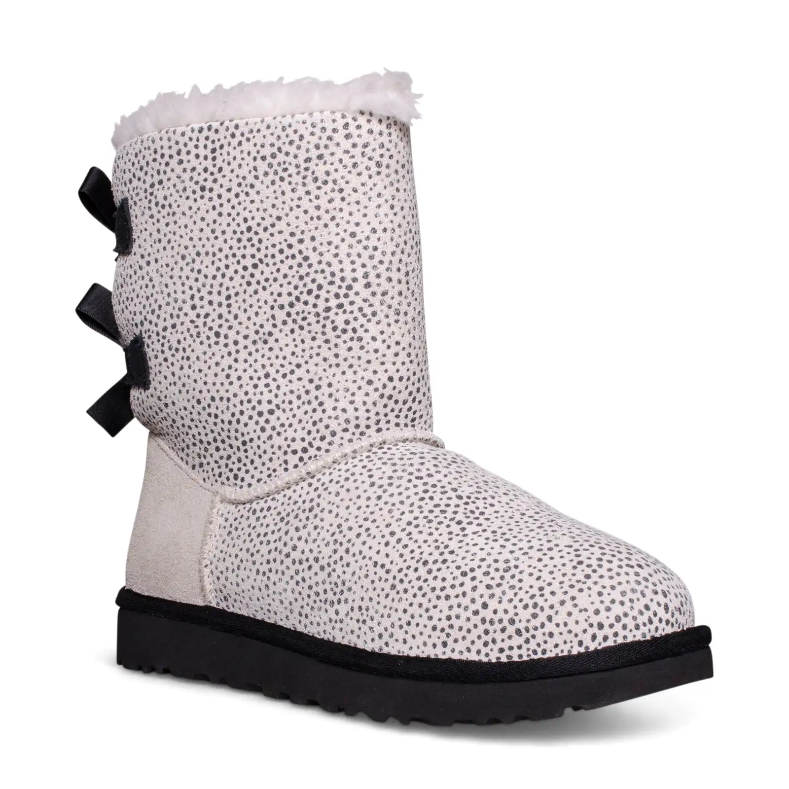 UGG Bailey Bow Micro Cheetah White Boots - Women's