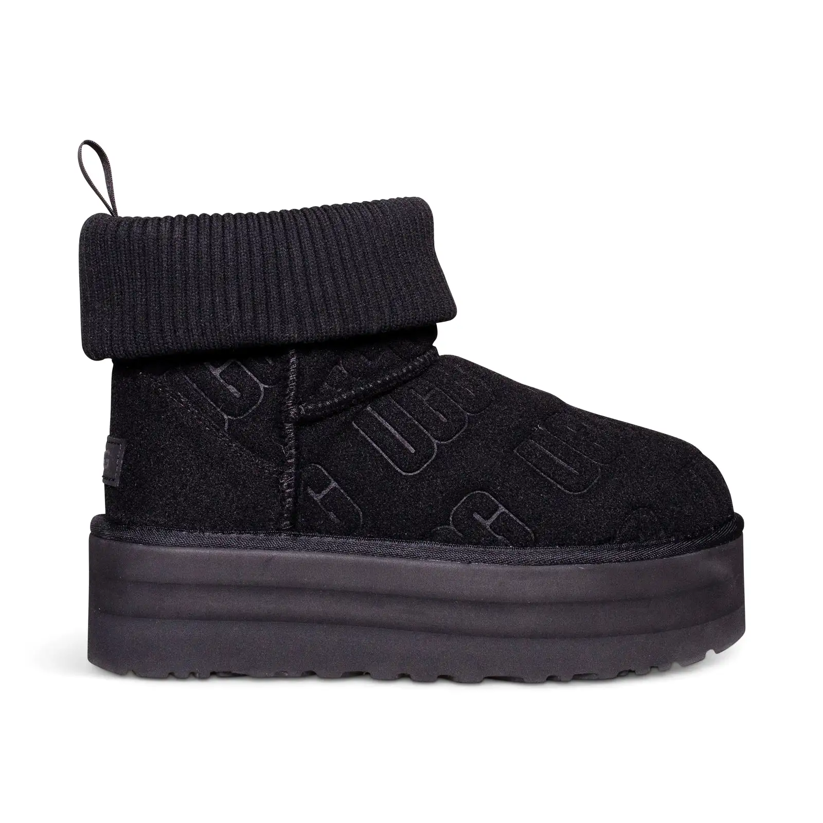 UGG Classic Mini Platform Felted Black Boots - Women's