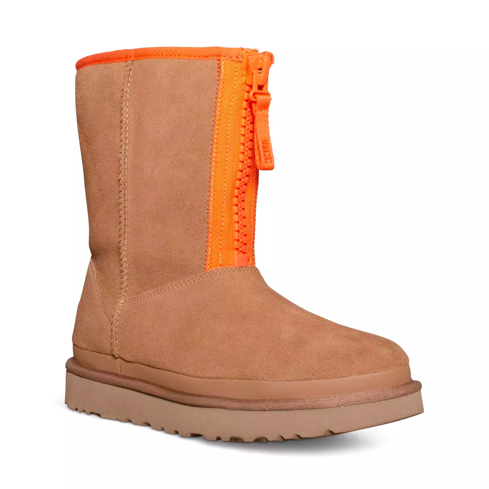 UGG Classic Short Zipper Tape Logo Chestnut Boots - Women's