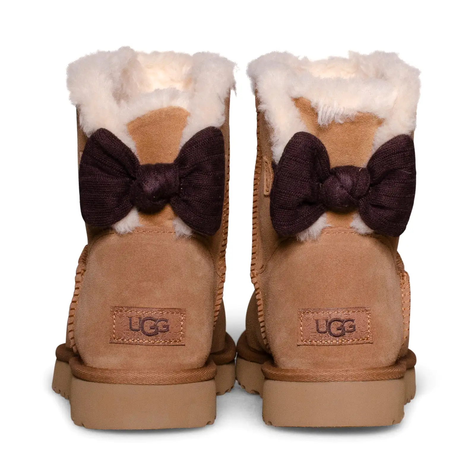 UGG Mini Bailey Ribbed Bow Chestnut Boots - Women's