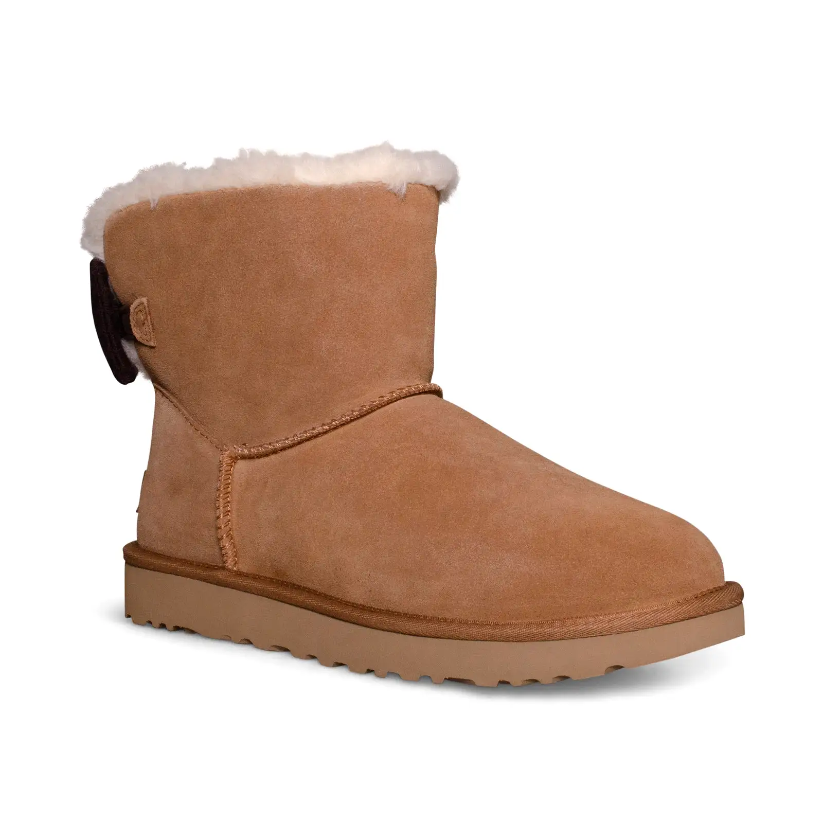 UGG Mini Bailey Ribbed Bow Chestnut Boots - Women's