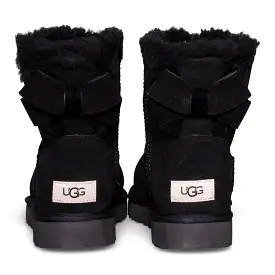 UGG Mini Bailey Suede Bow Black Boots - Women's