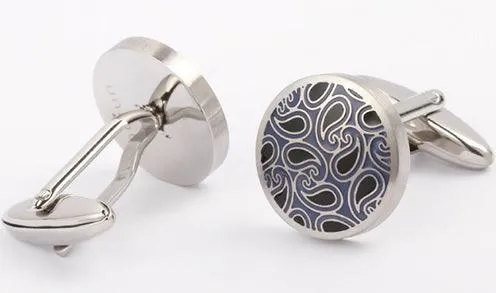 Unique & Co Blue And Black Paisley Cufflinks