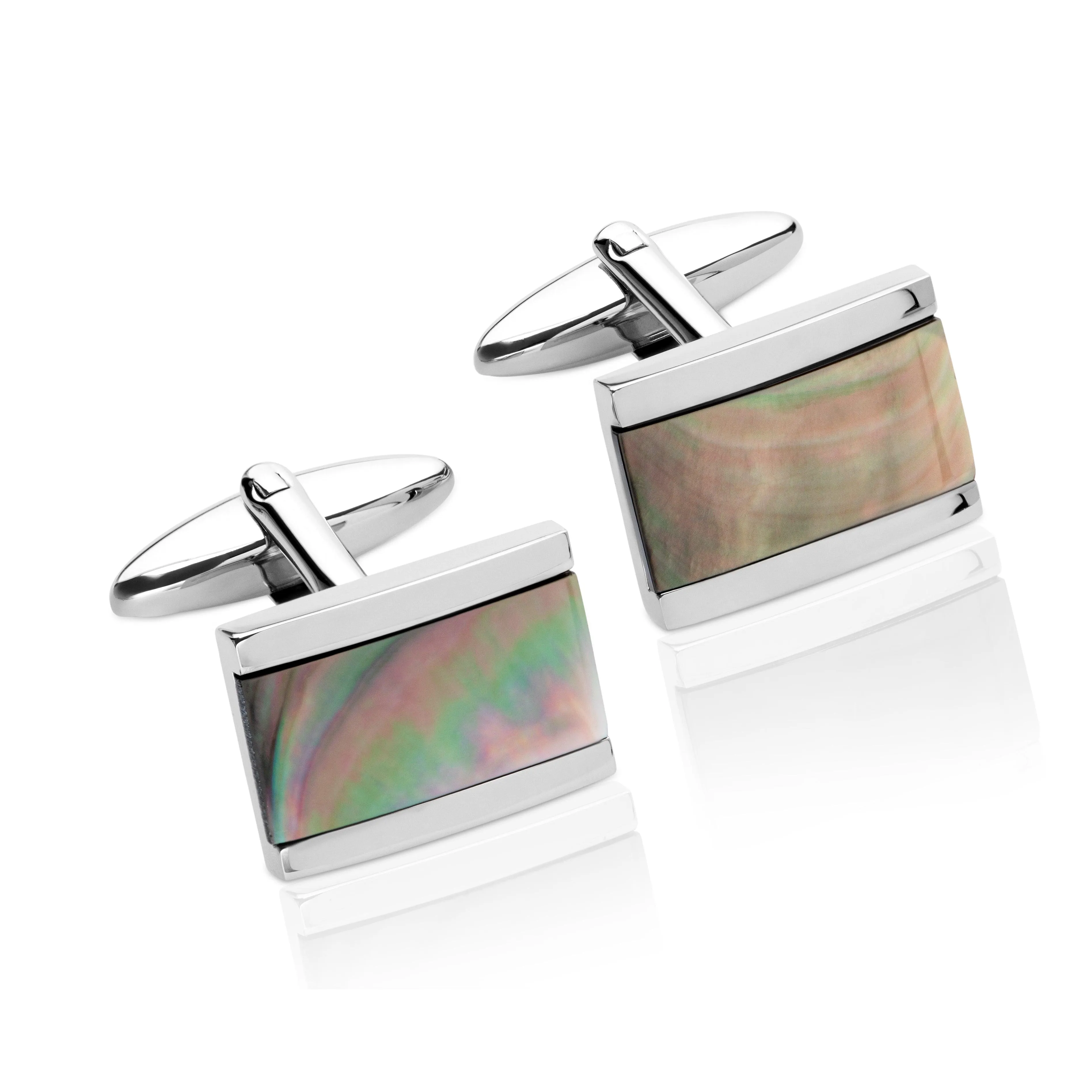 Unique & Co Dark Grey Mother of Pearl Inlay Cufflinks