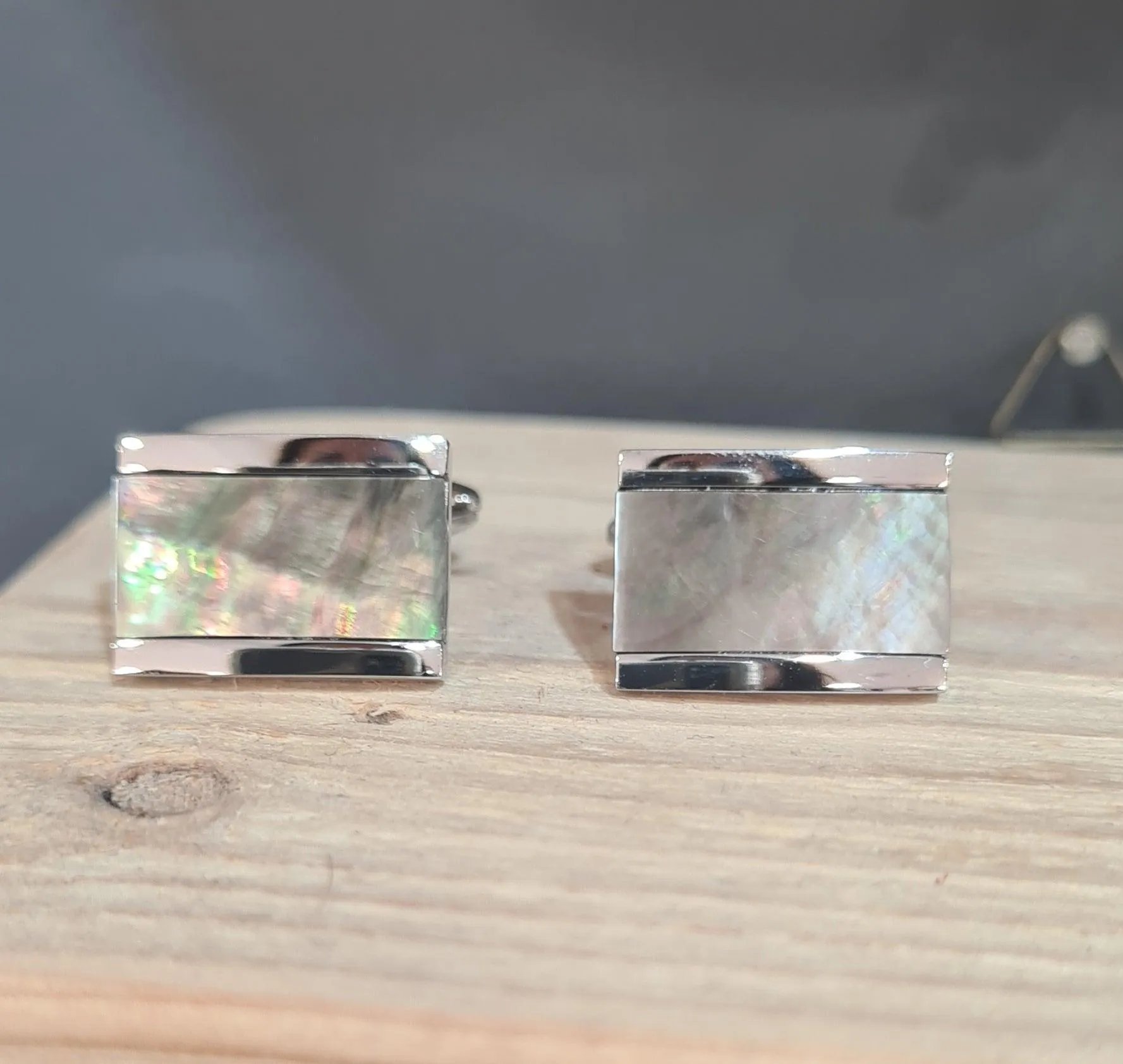 Unique & Co Dark Grey Mother of Pearl Inlay Cufflinks