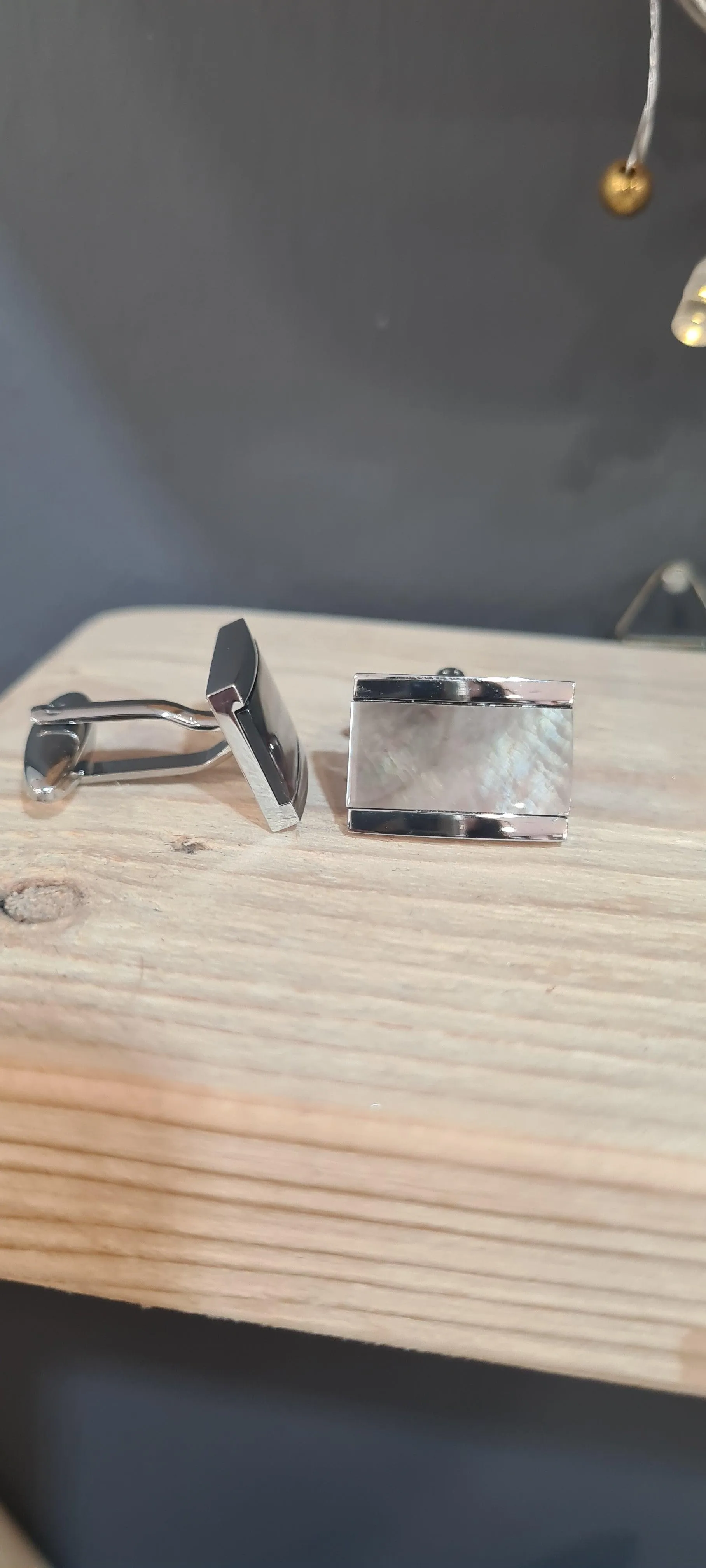 Unique & Co Dark Grey Mother of Pearl Inlay Cufflinks