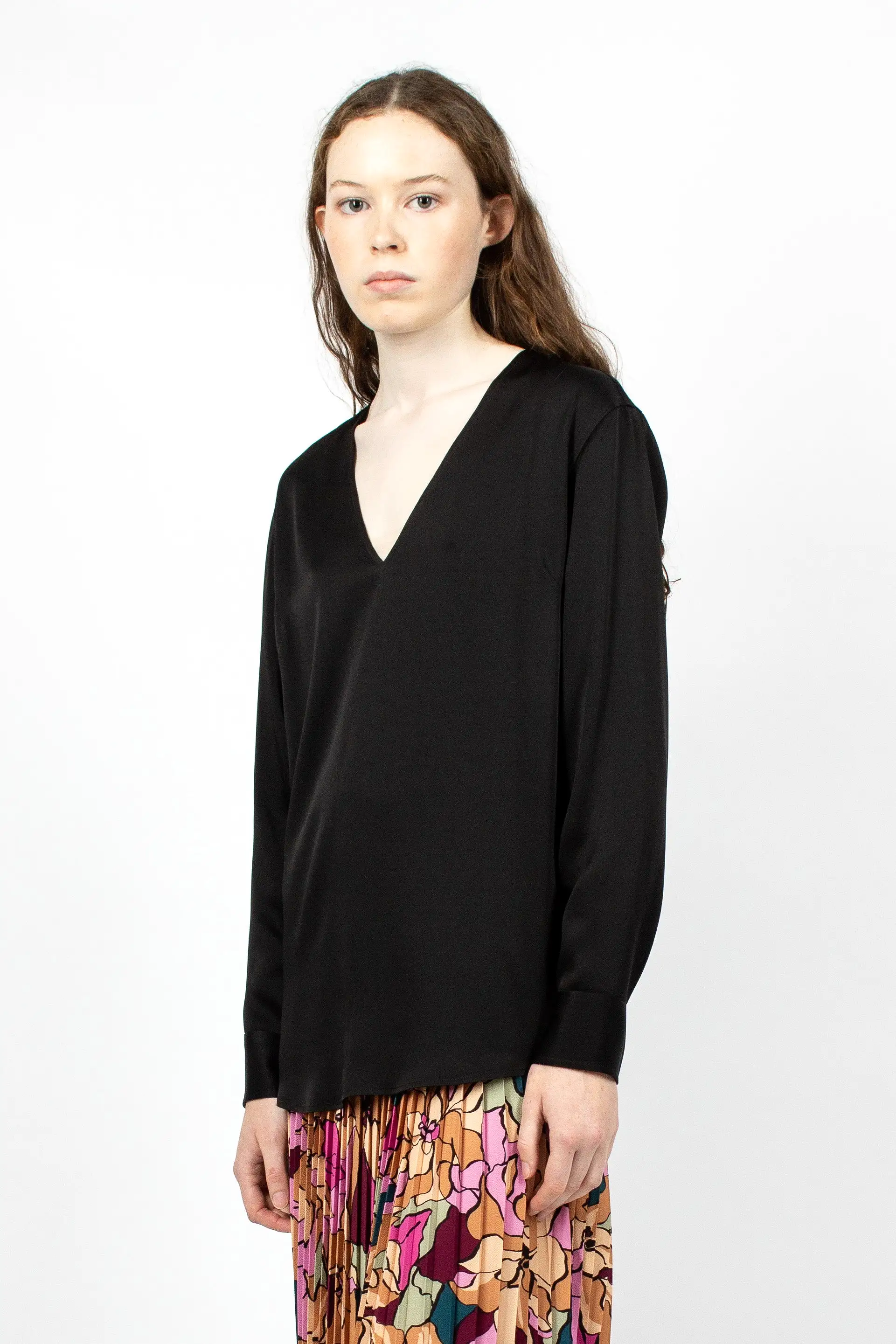 V Neck Blouse Black