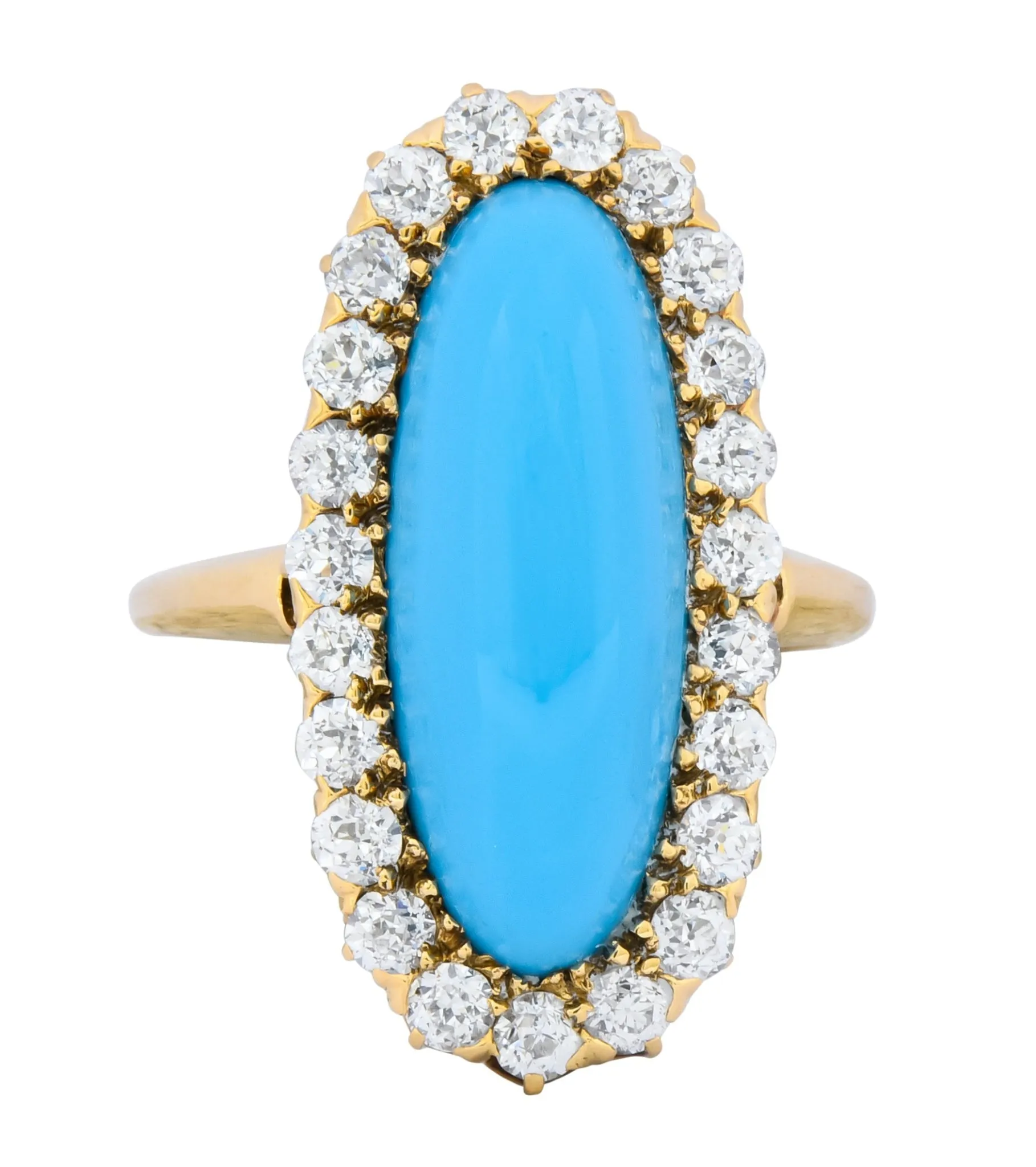 Victorian Tiffany & Co. 2.00 CTW Diamond Turquoise 18 Karat Gold Cluster Ring Circa 1880