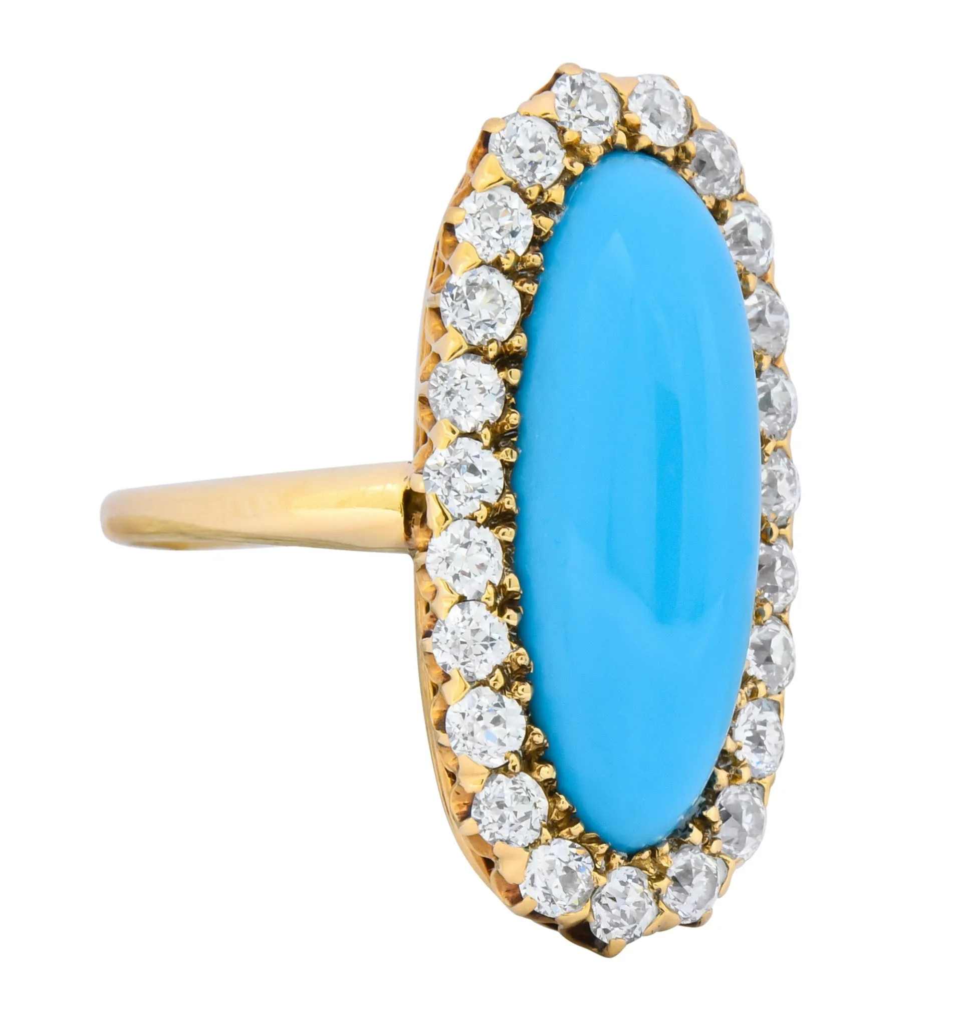 Victorian Tiffany & Co. 2.00 CTW Diamond Turquoise 18 Karat Gold Cluster Ring Circa 1880