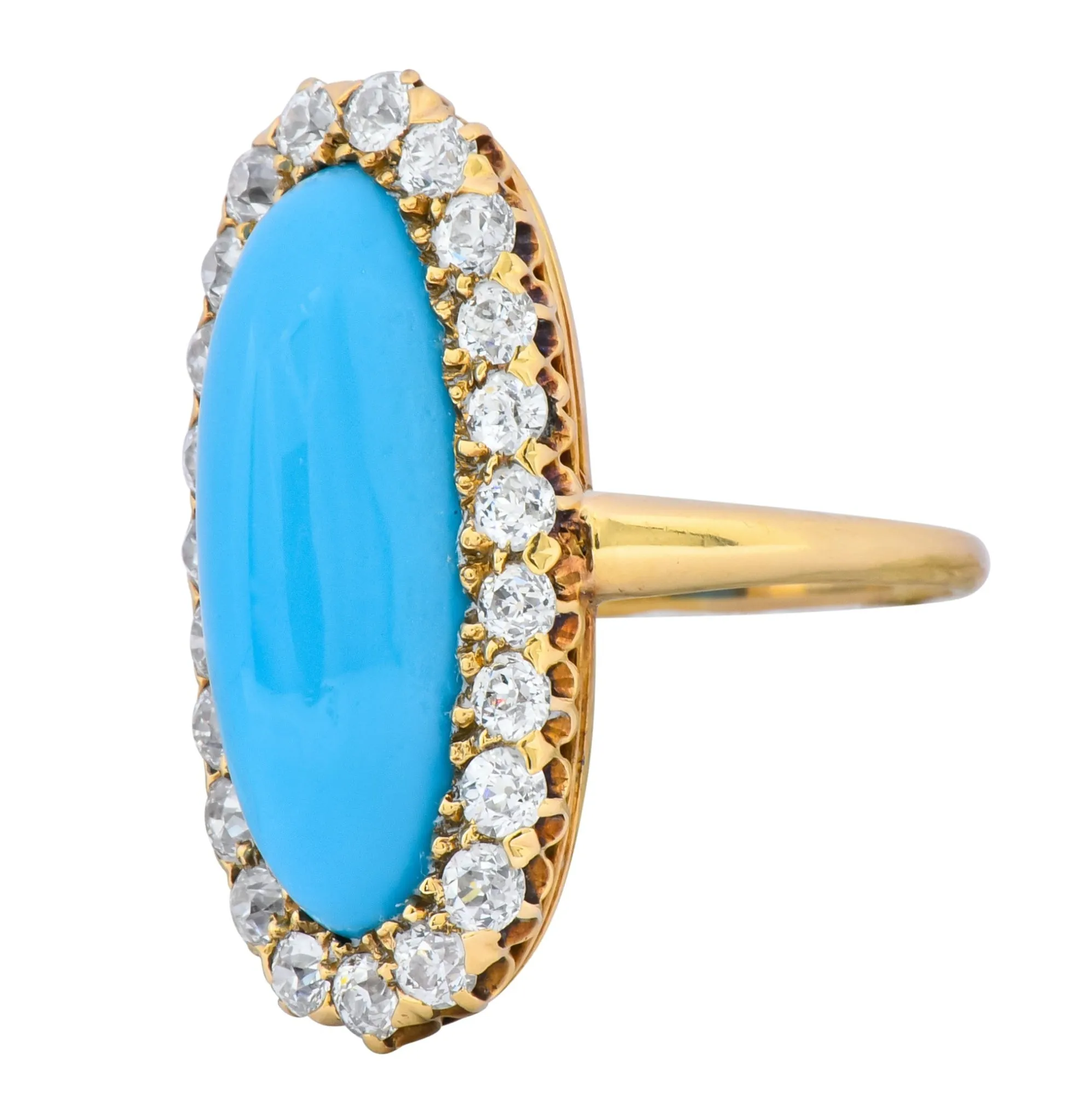 Victorian Tiffany & Co. 2.00 CTW Diamond Turquoise 18 Karat Gold Cluster Ring Circa 1880