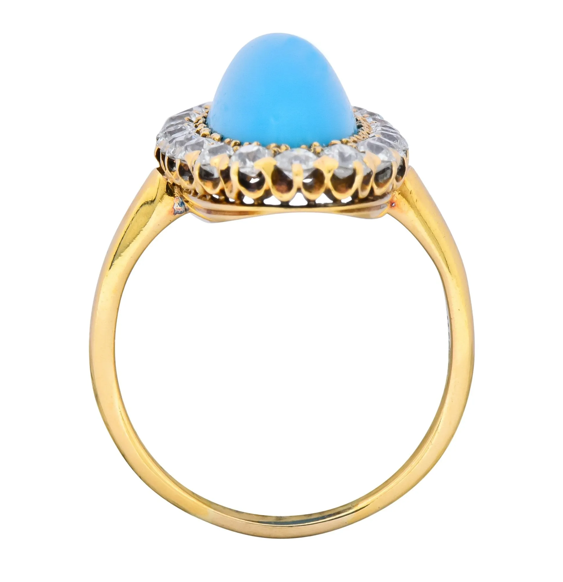 Victorian Tiffany & Co. 2.00 CTW Diamond Turquoise 18 Karat Gold Cluster Ring Circa 1880