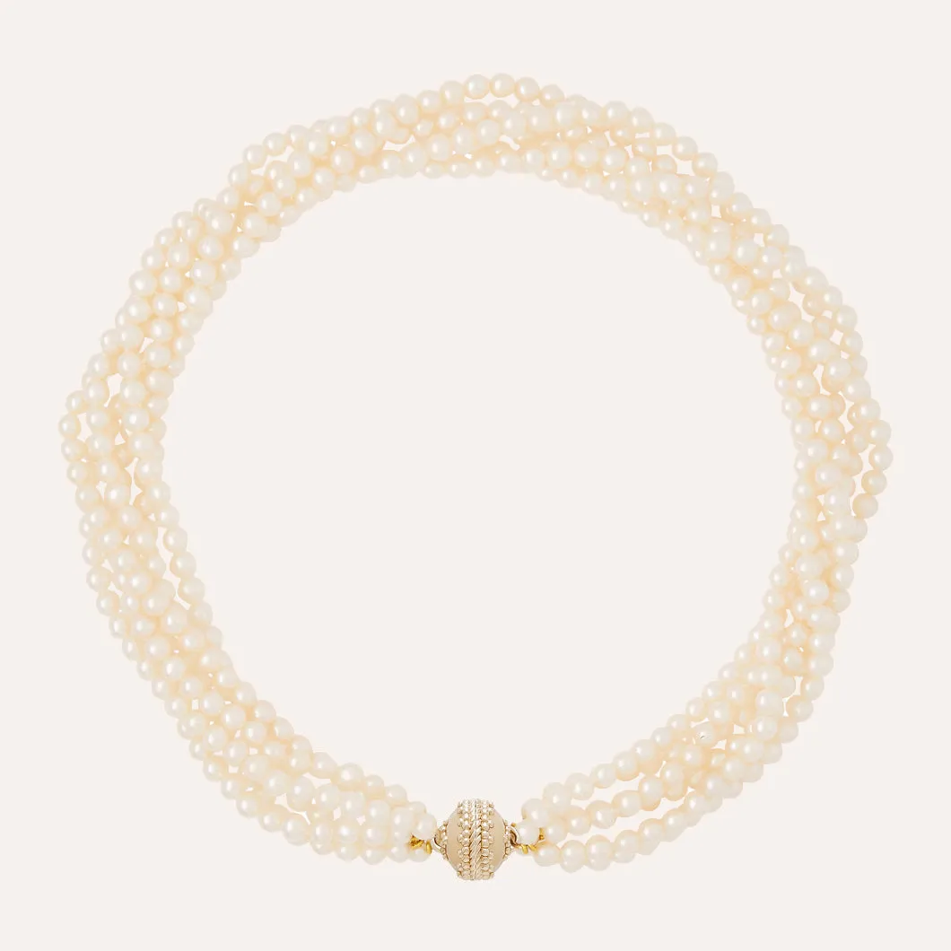 White Freshwater Pearl 5mm Multi-Strand Necklace