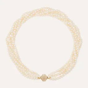 White Freshwater Pearl 5mm Multi-Strand Necklace