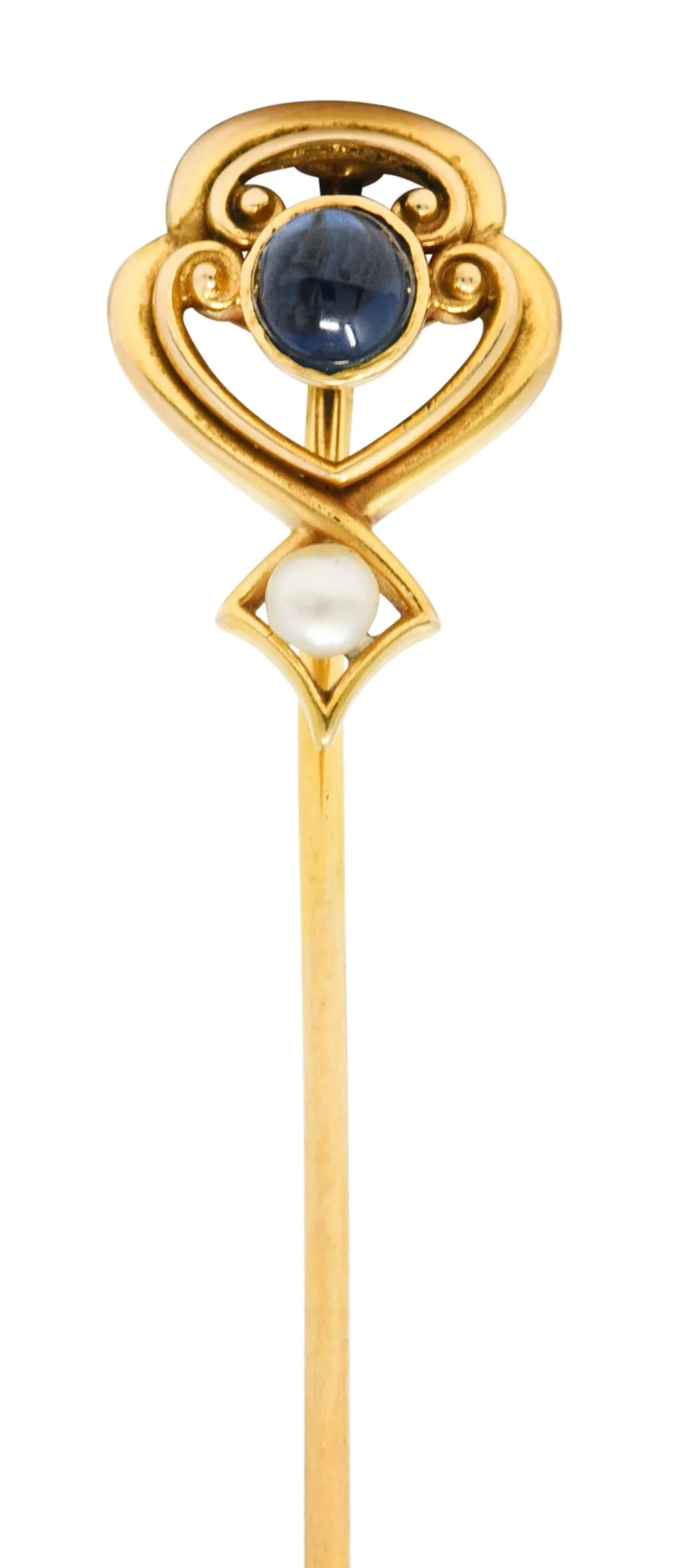 Whiteside & Blank Pearl Sapphire 14 Karat Gold Stickpin