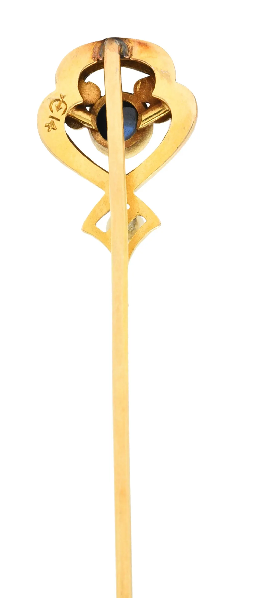 Whiteside & Blank Pearl Sapphire 14 Karat Gold Stickpin