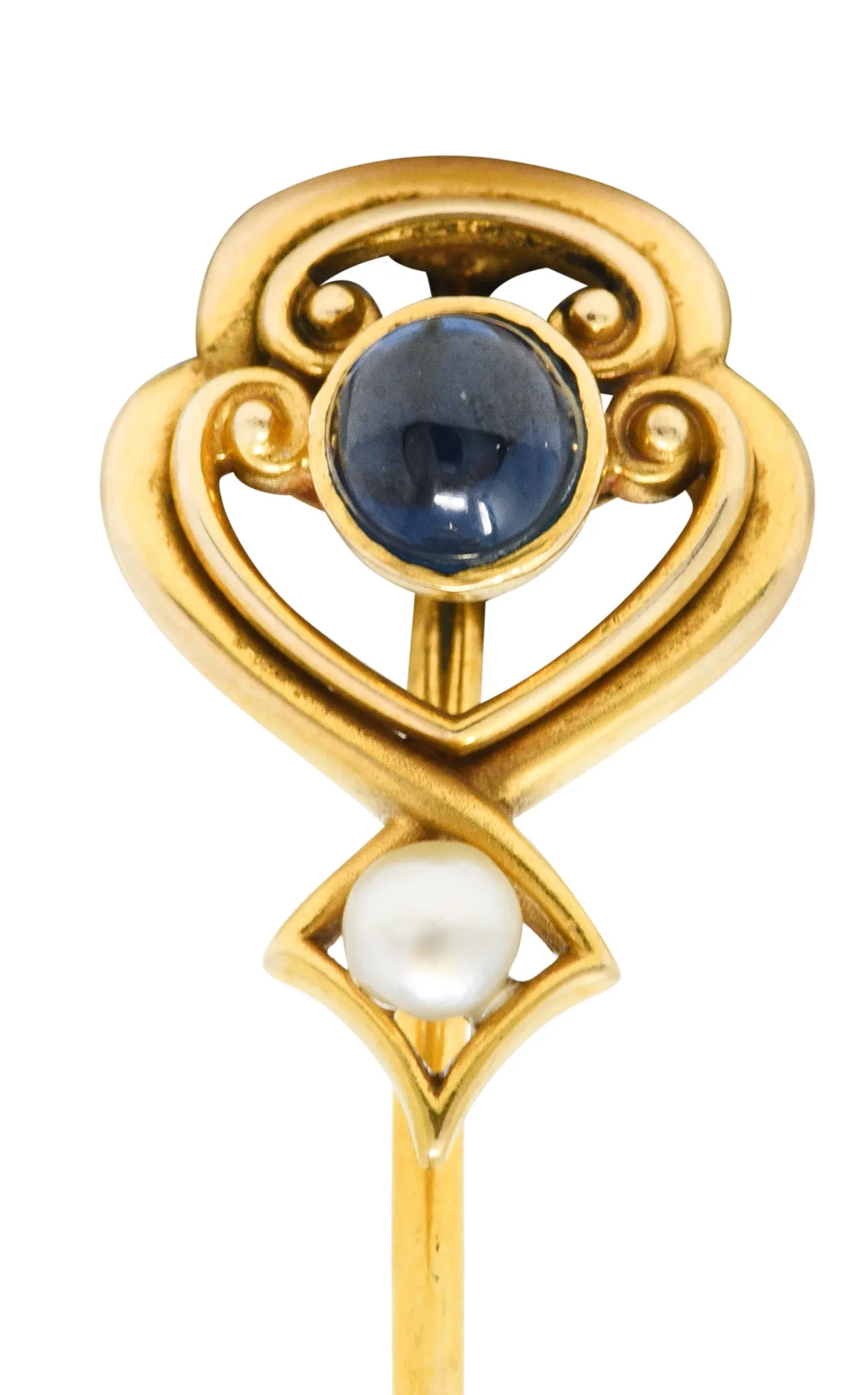 Whiteside & Blank Pearl Sapphire 14 Karat Gold Stickpin